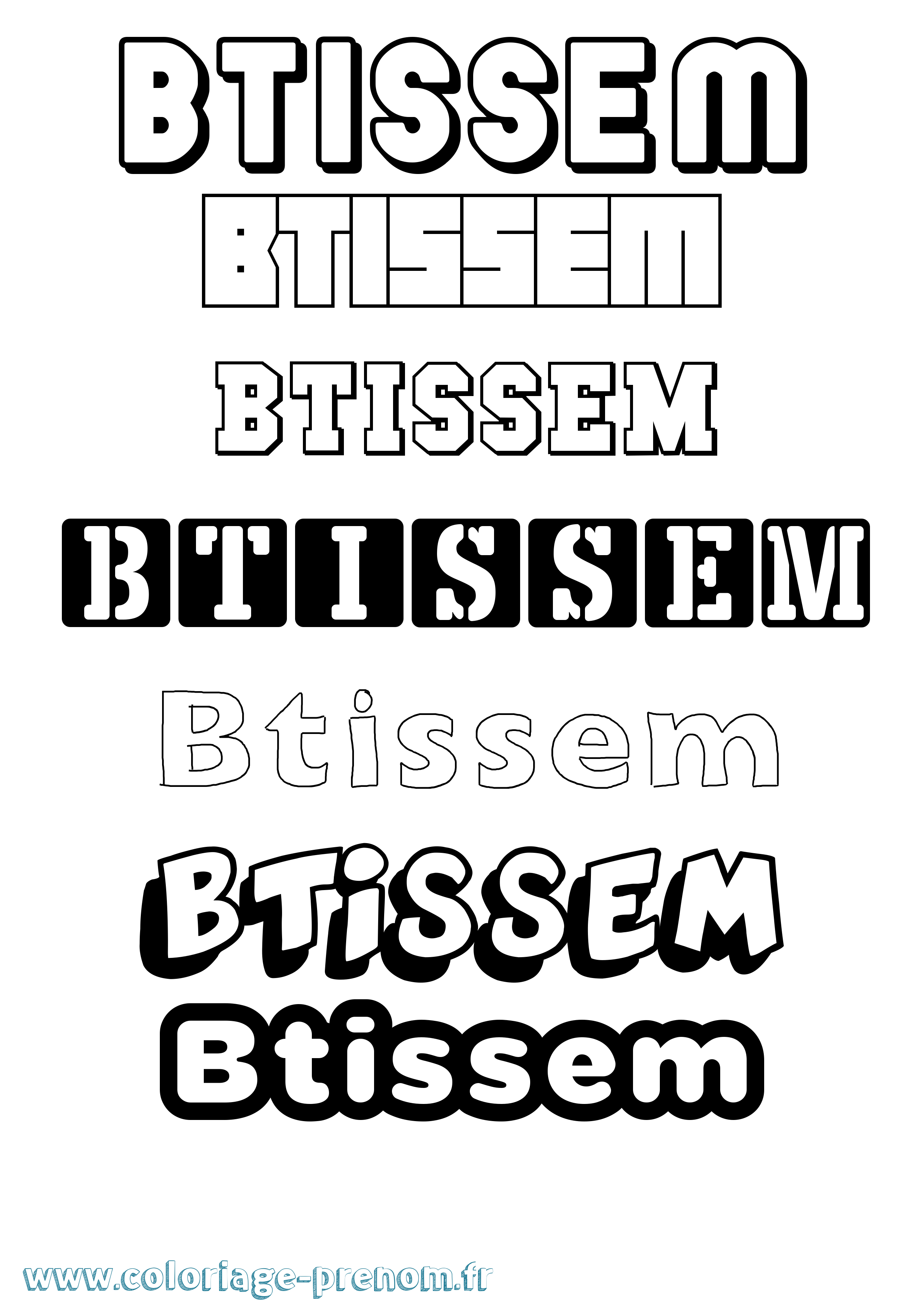 Coloriage Btissem Simple Coloriage prénom Btissem Simple
