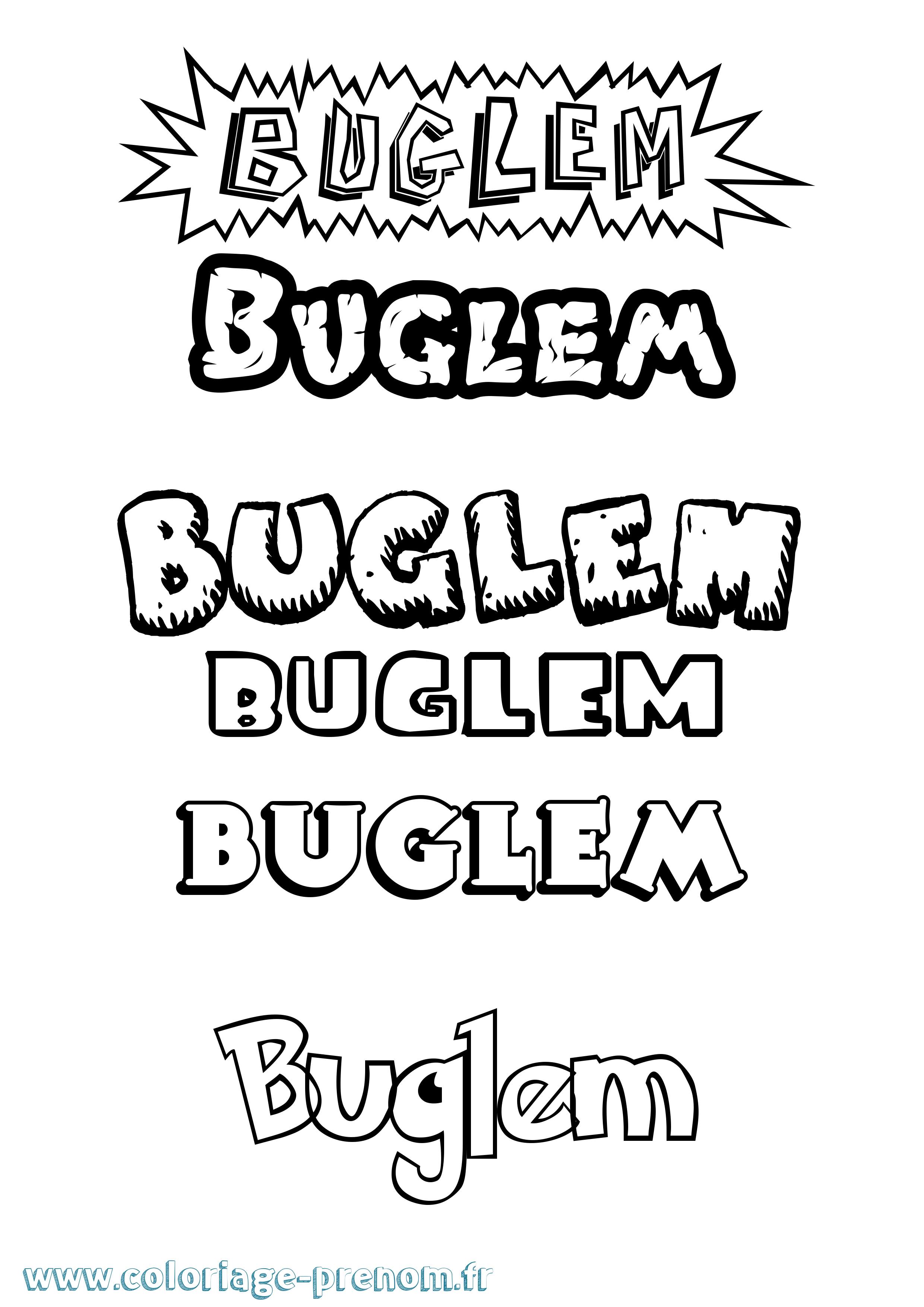 Coloriage Buglem Dessin Animé Coloriage prénom Buglem Dessin Animé