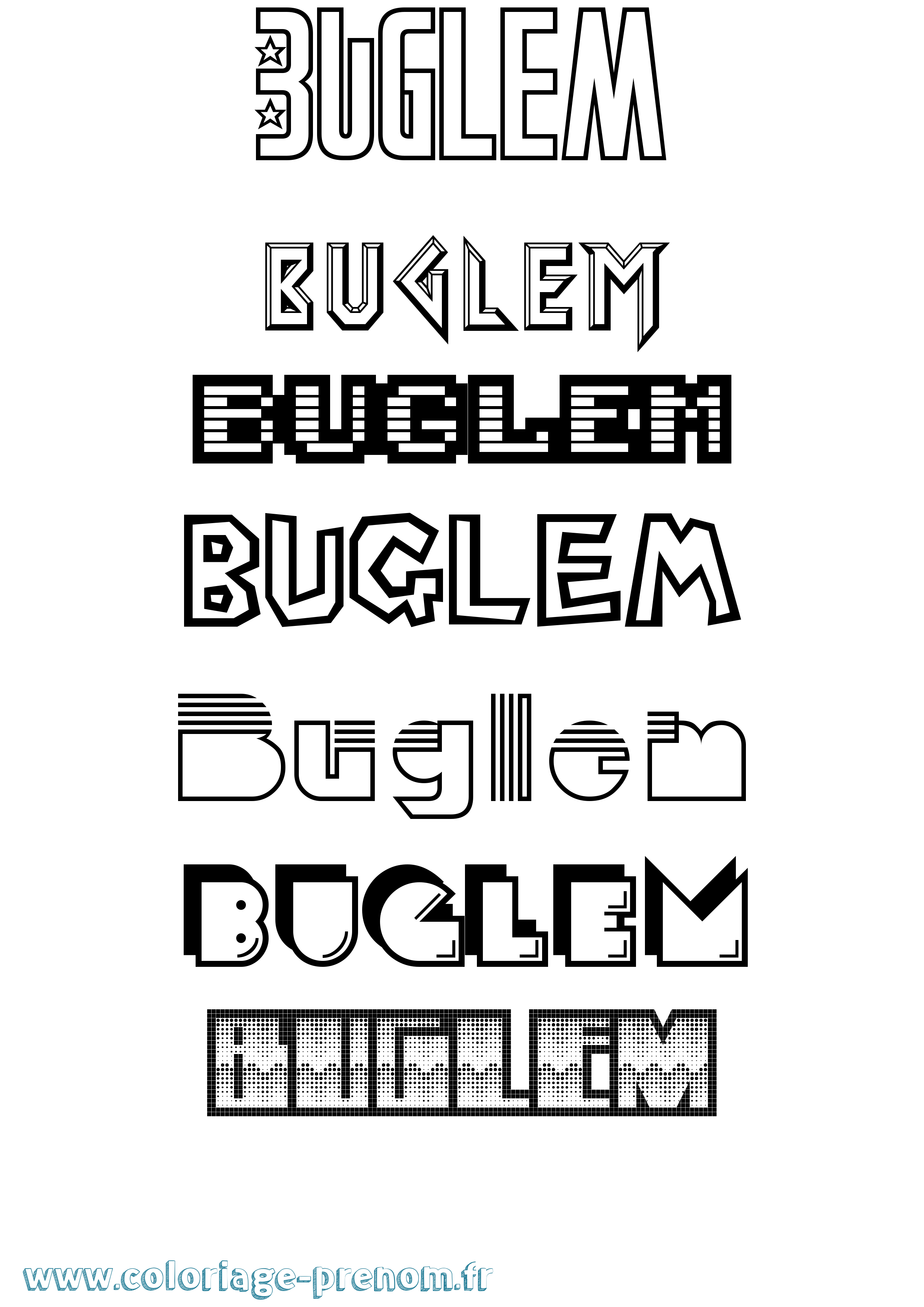Coloriage Buglem Jeux Vidéos Coloriage prénom Buglem Jeux Vidéos