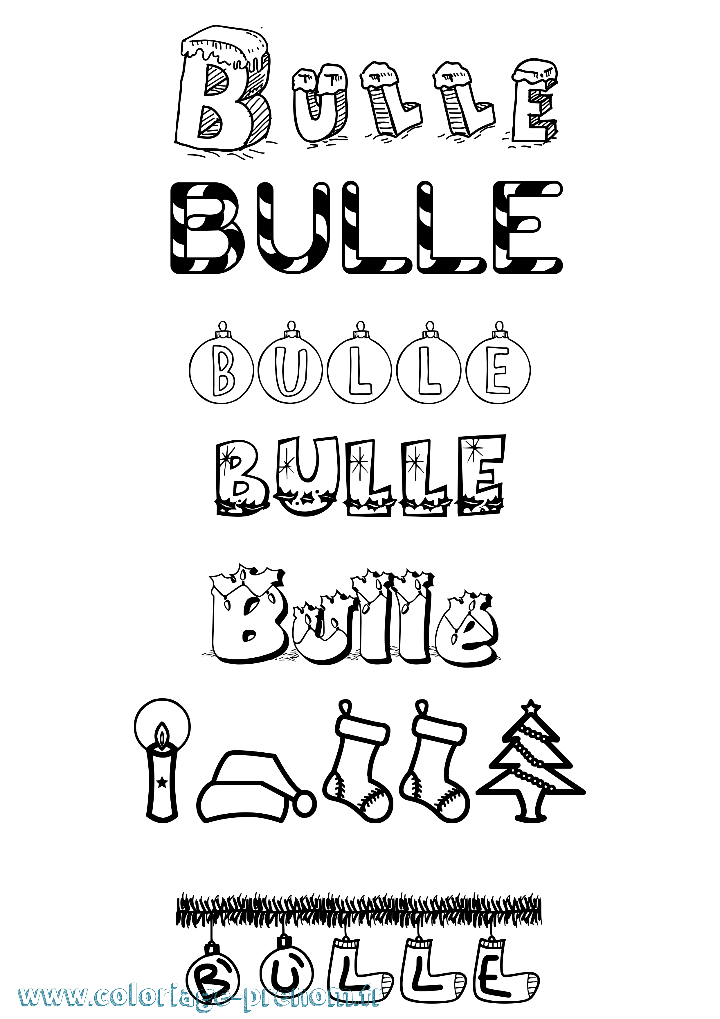 Coloriage Bulle Noël Coloriage prénom Bulle Noël