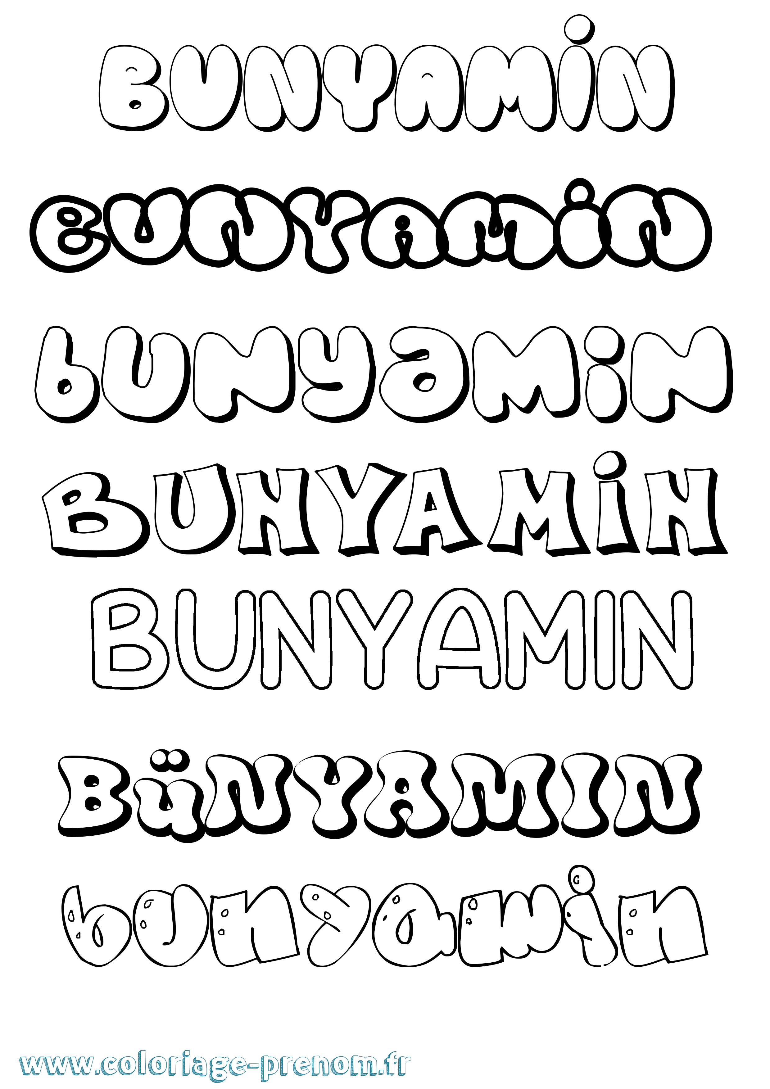 Coloriage Bünyamin Bubble Coloriage prénom Bünyamin Bubble