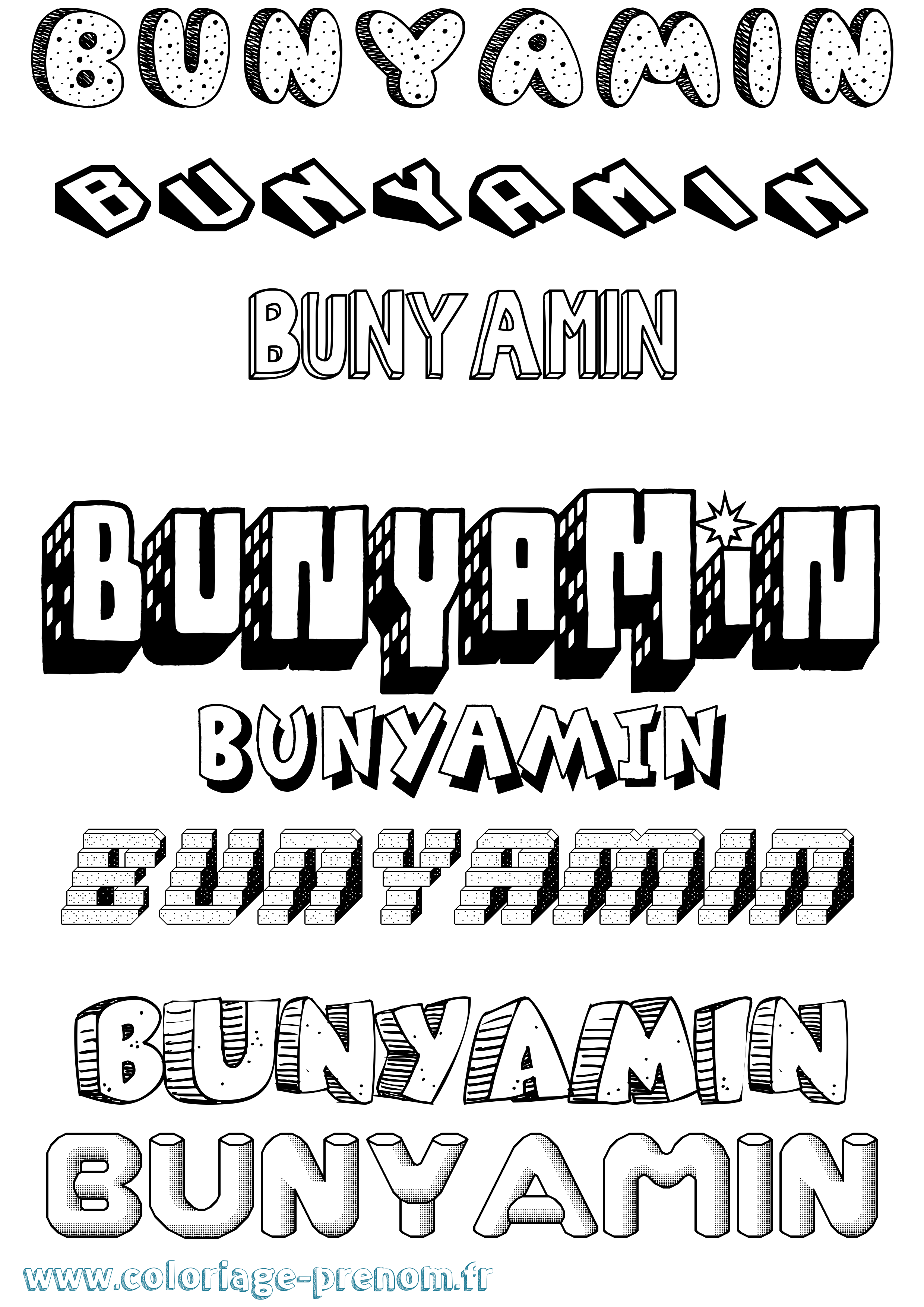 Coloriage Bünyamin Effet 3D Coloriage prénom Bünyamin Effet 3D