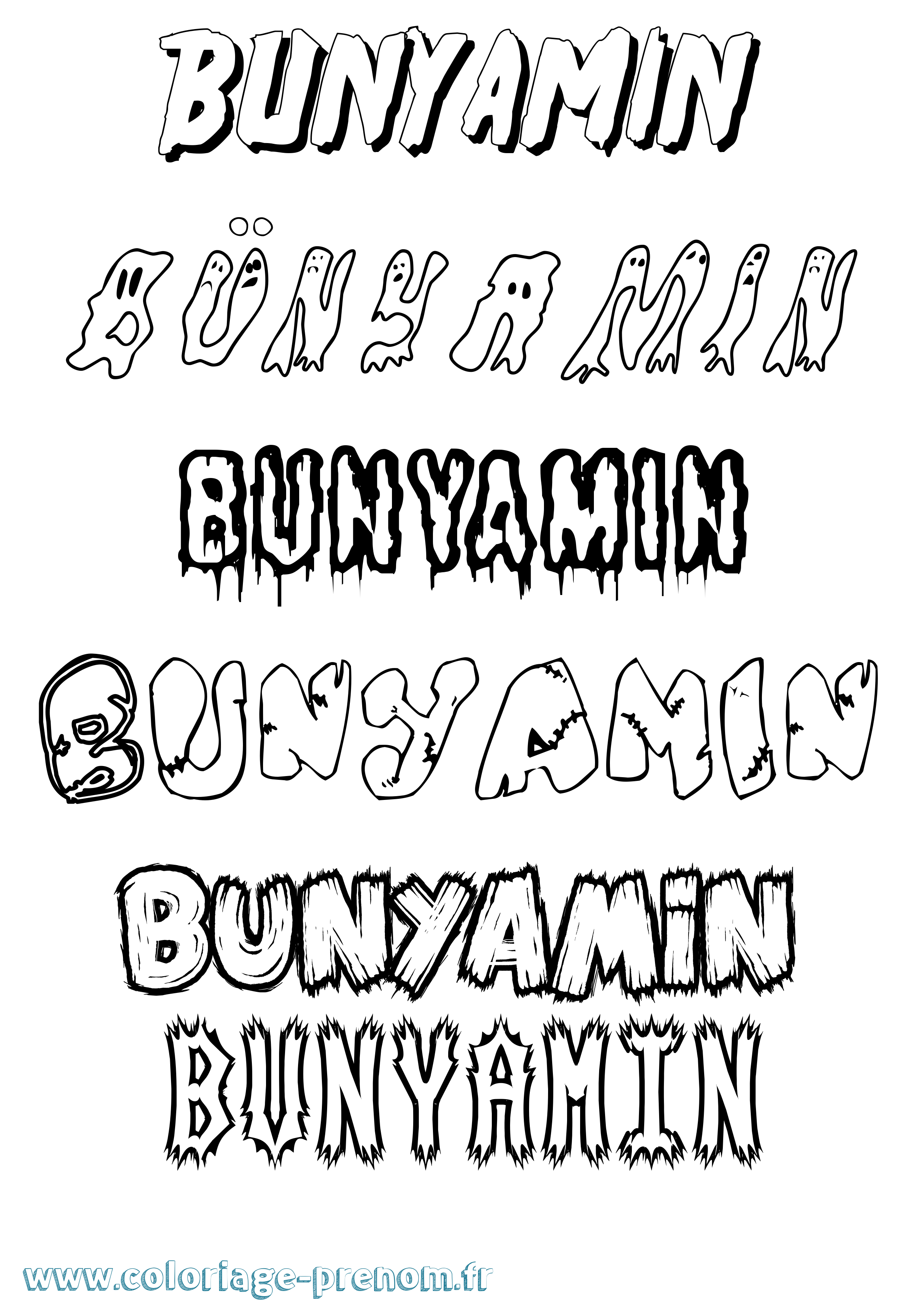 Coloriage Bünyamin Frisson Coloriage prénom Bünyamin Frisson