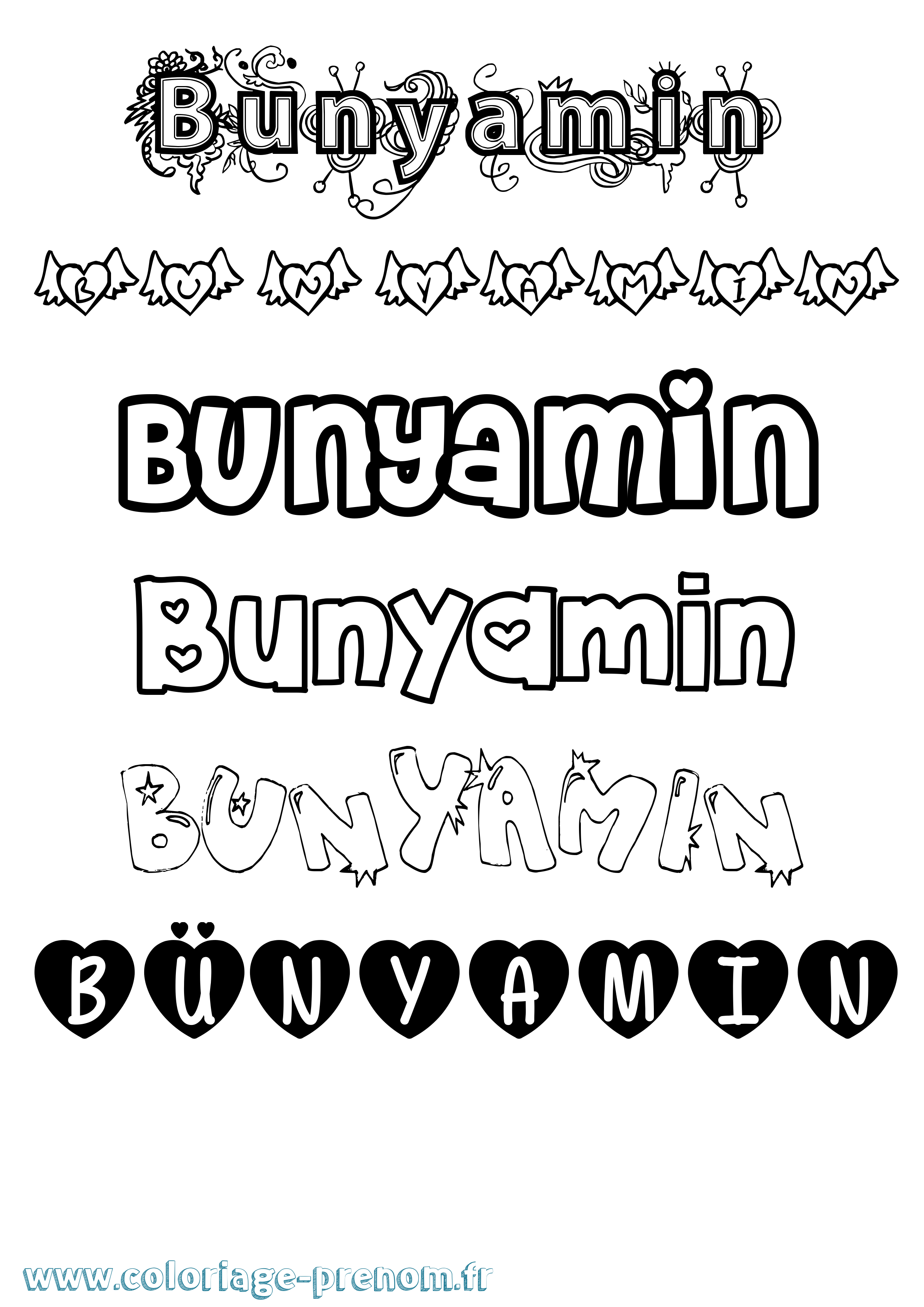 Coloriage Bünyamin Girly Coloriage prénom Bünyamin Girly