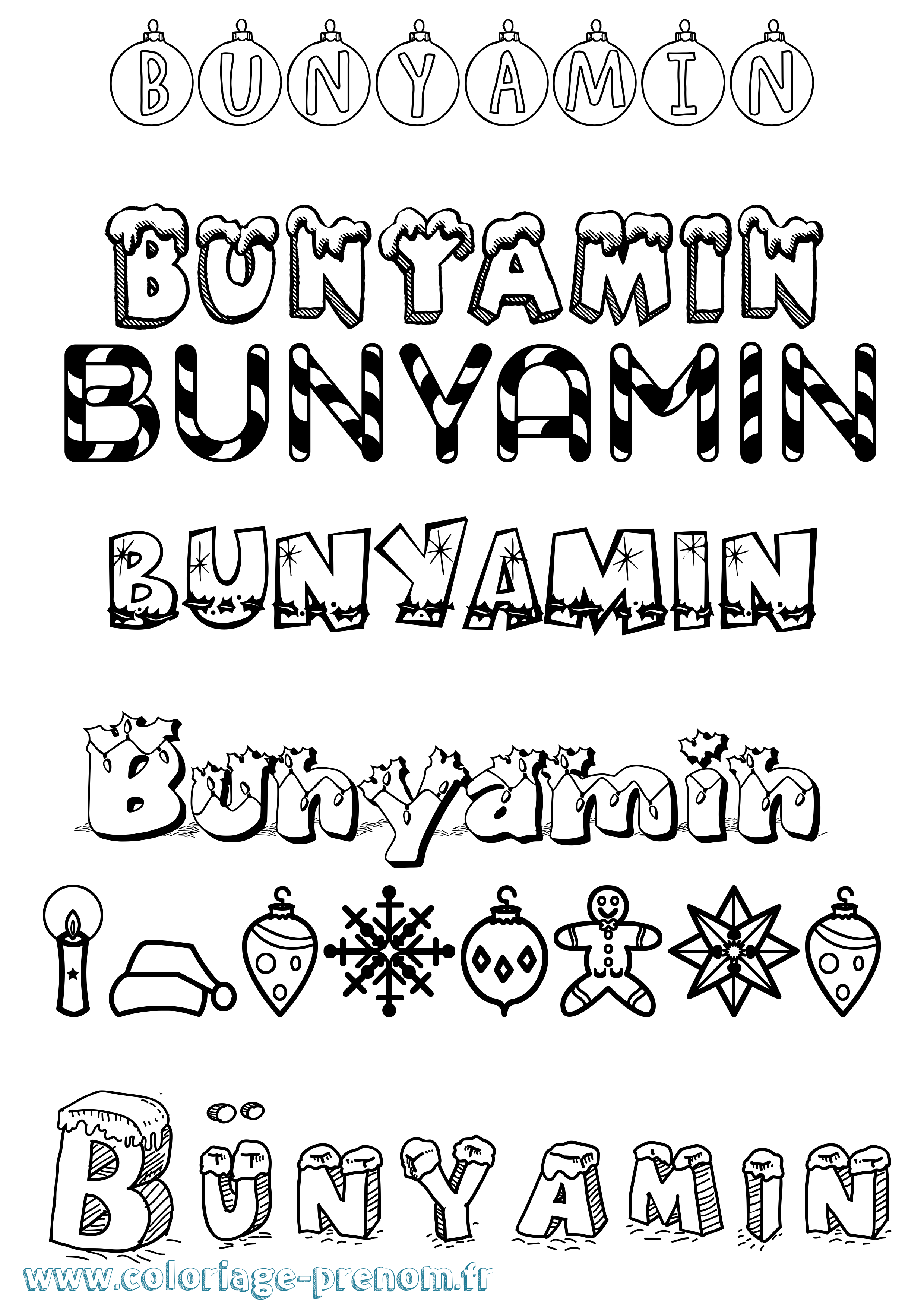 Coloriage Bünyamin Noël Coloriage prénom Bünyamin Noël