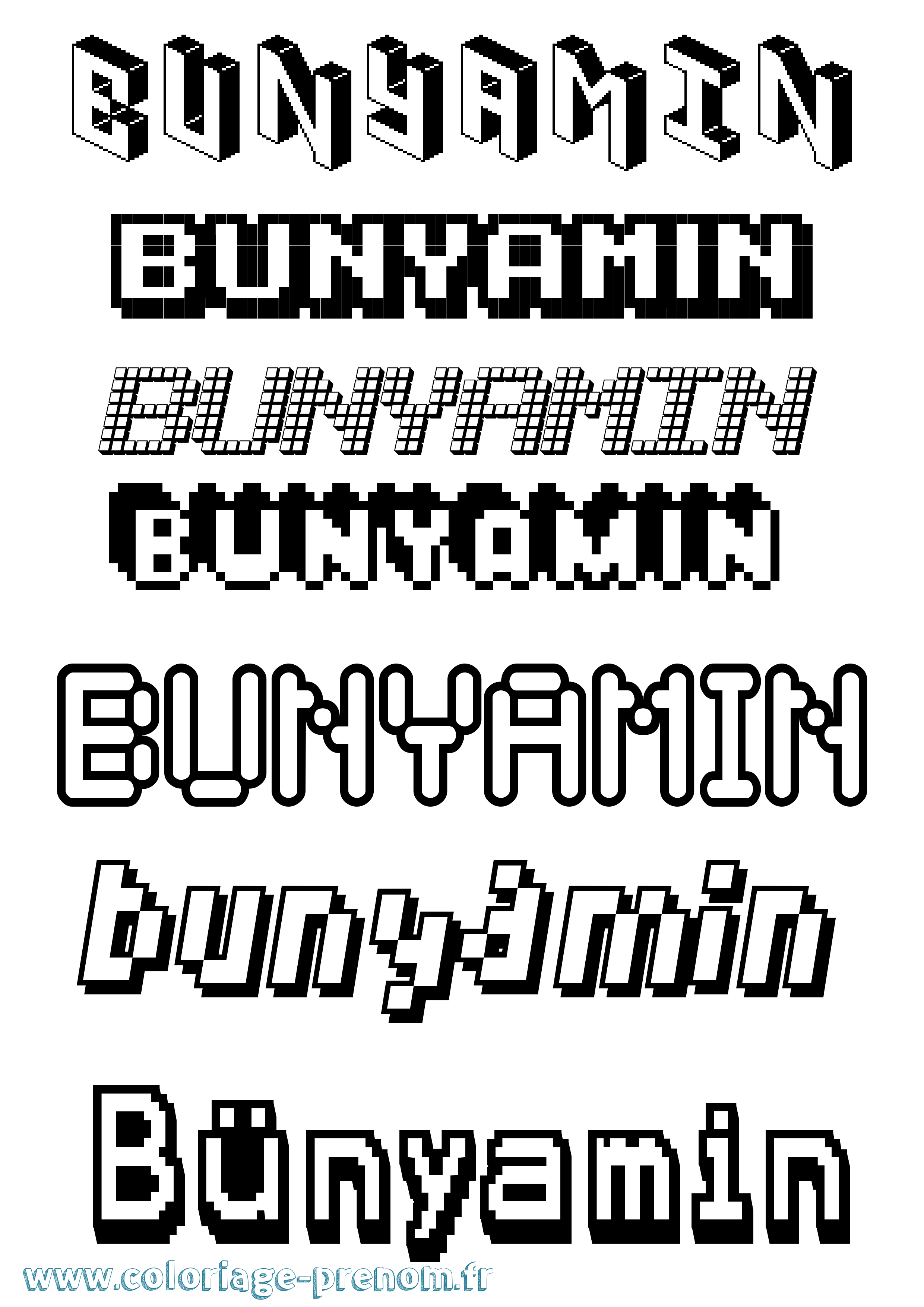 Coloriage Bünyamin Pixel Coloriage prénom Bünyamin Pixel