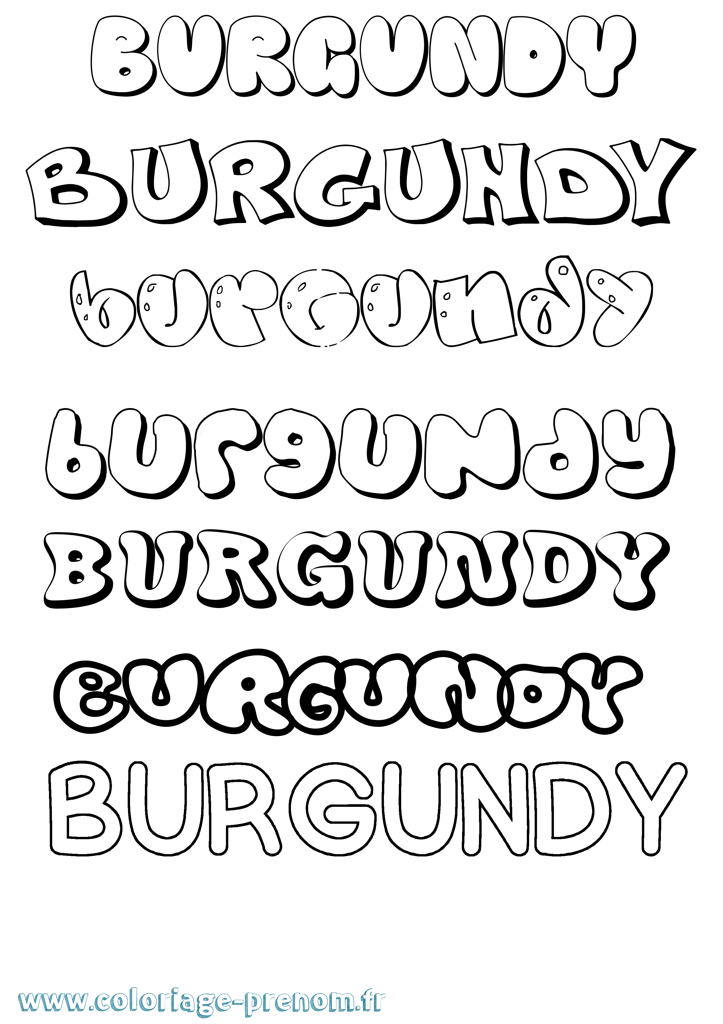 Coloriage Burgundy Bubble Coloriage prénom Burgundy Bubble