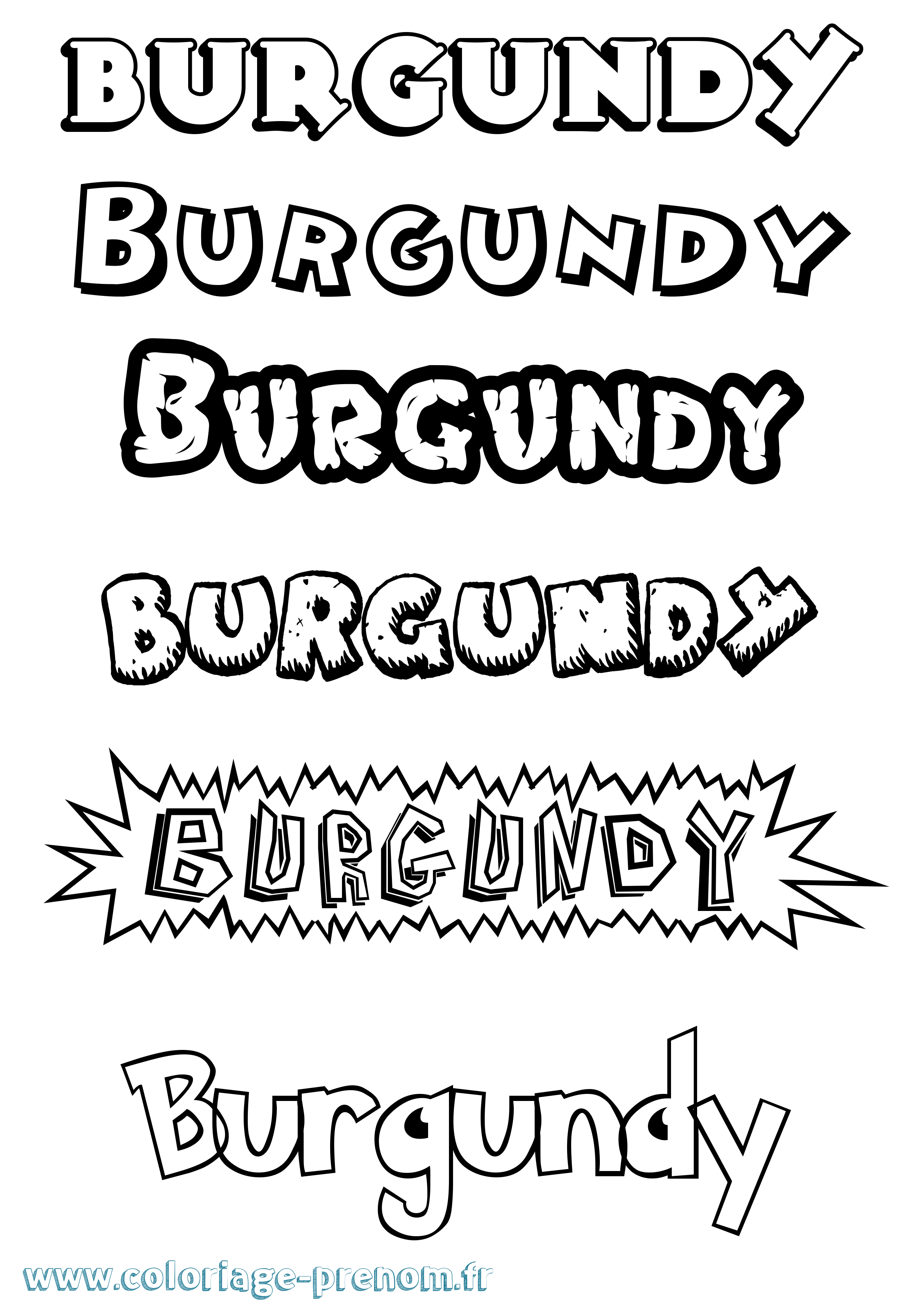Coloriage Burgundy Dessin Animé Coloriage prénom Burgundy Dessin Animé