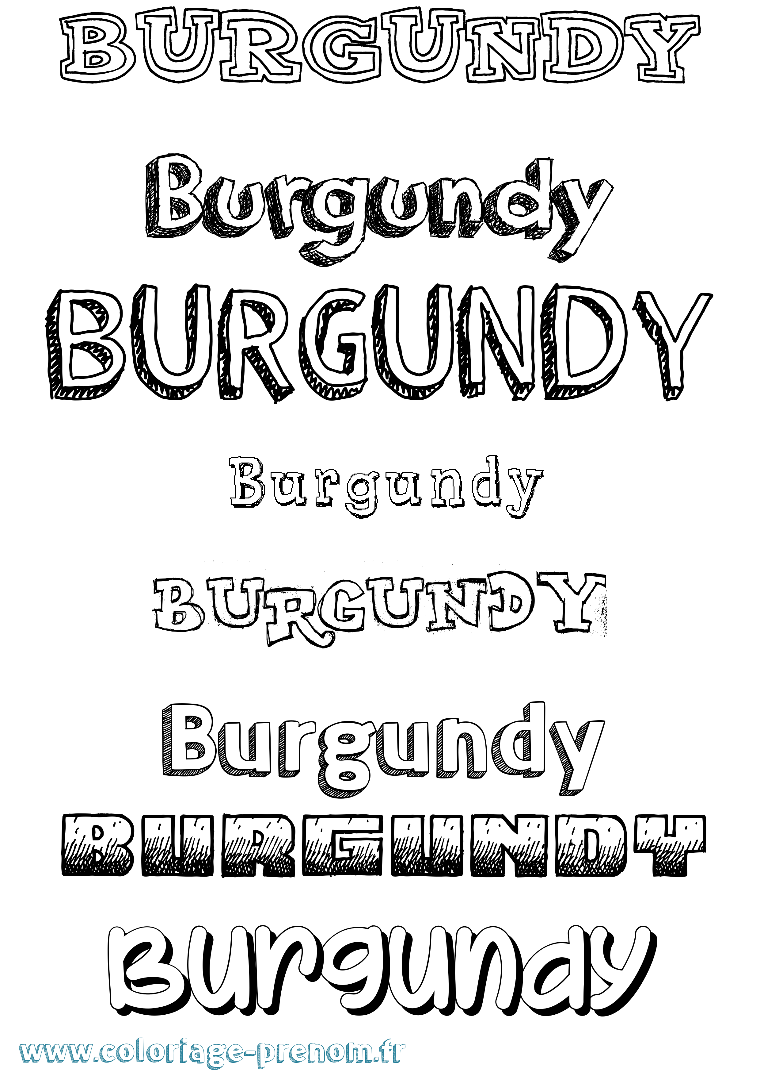 Coloriage Burgundy Dessiné Coloriage prénom Burgundy Dessiné