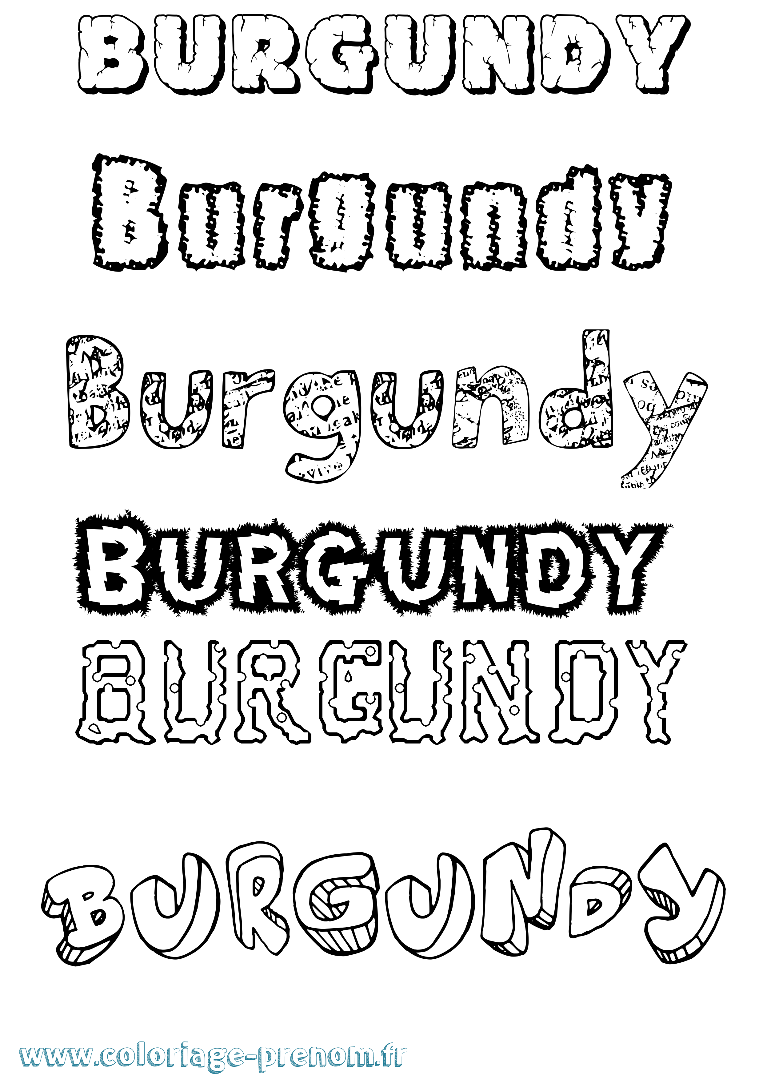 Coloriage Burgundy Destructuré Coloriage prénom Burgundy Destructuré