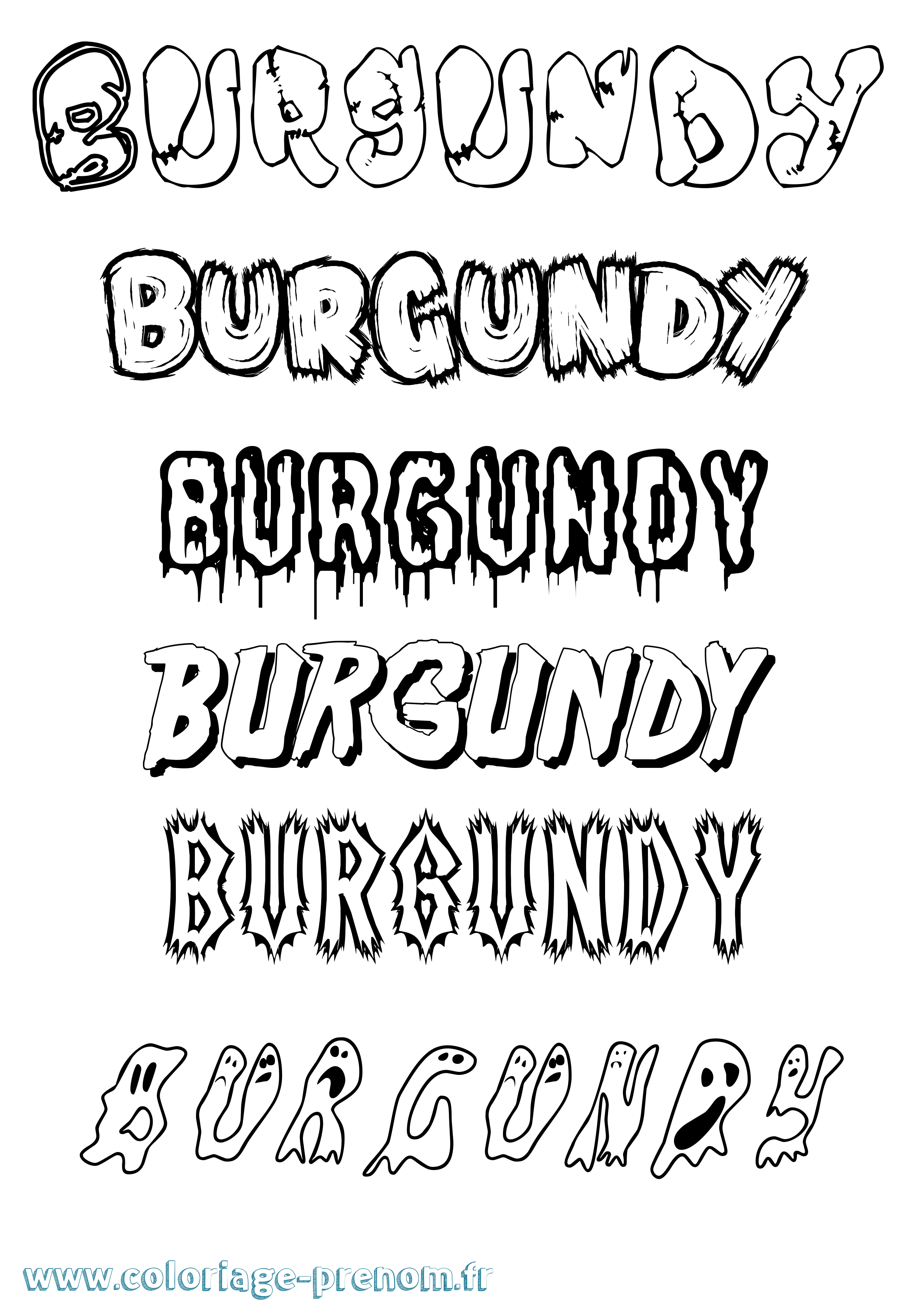 Coloriage Burgundy Frisson Coloriage prénom Burgundy Frisson