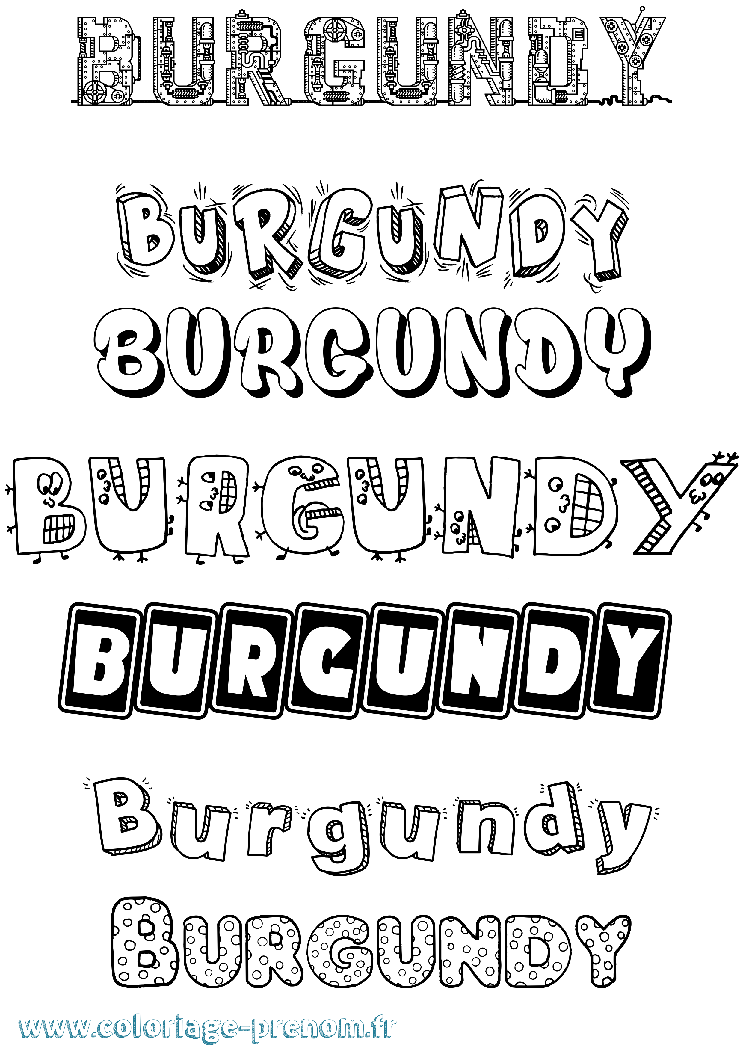 Coloriage Burgundy Fun Coloriage prénom Burgundy Fun