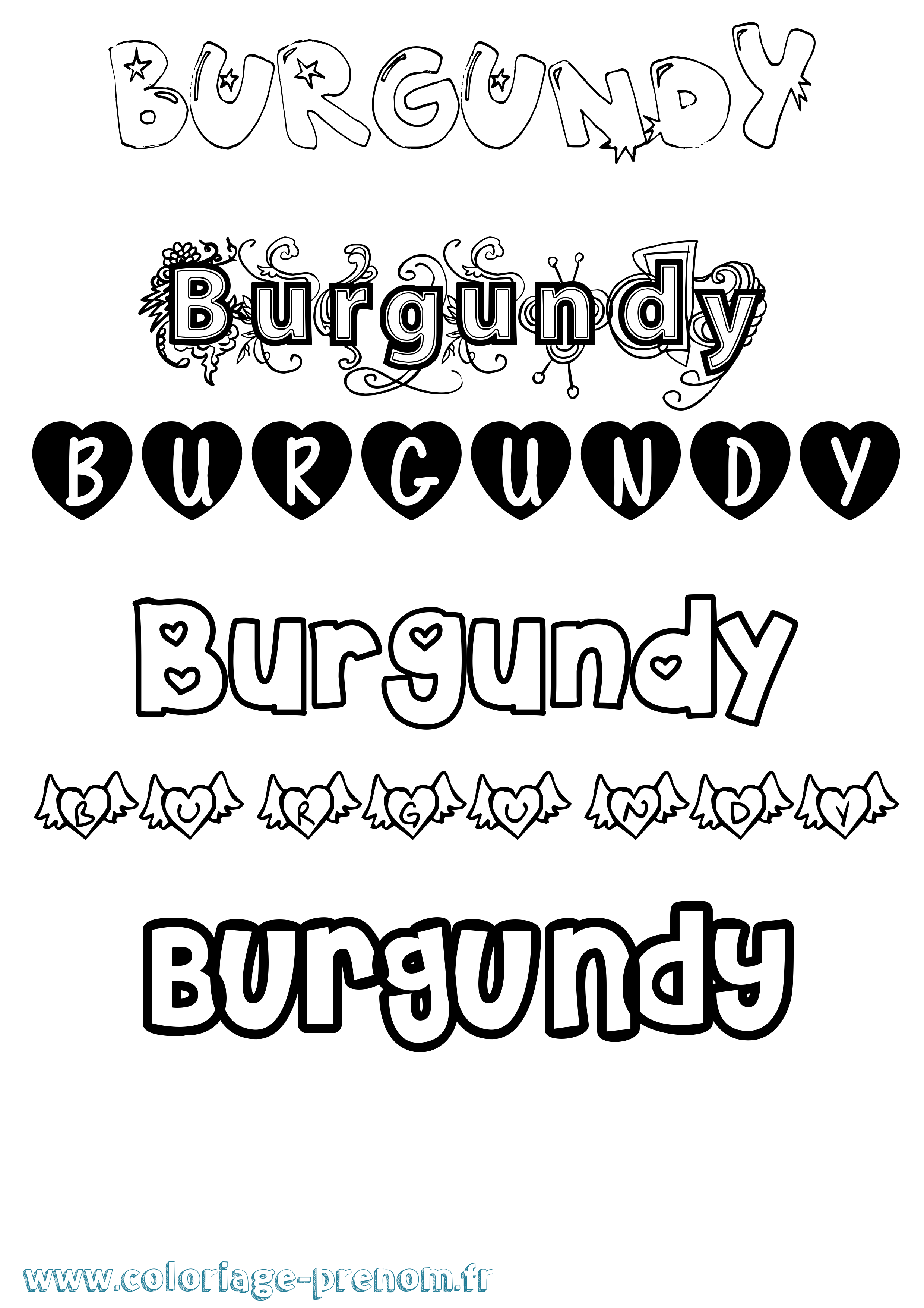 Coloriage Burgundy Girly Coloriage prénom Burgundy Girly