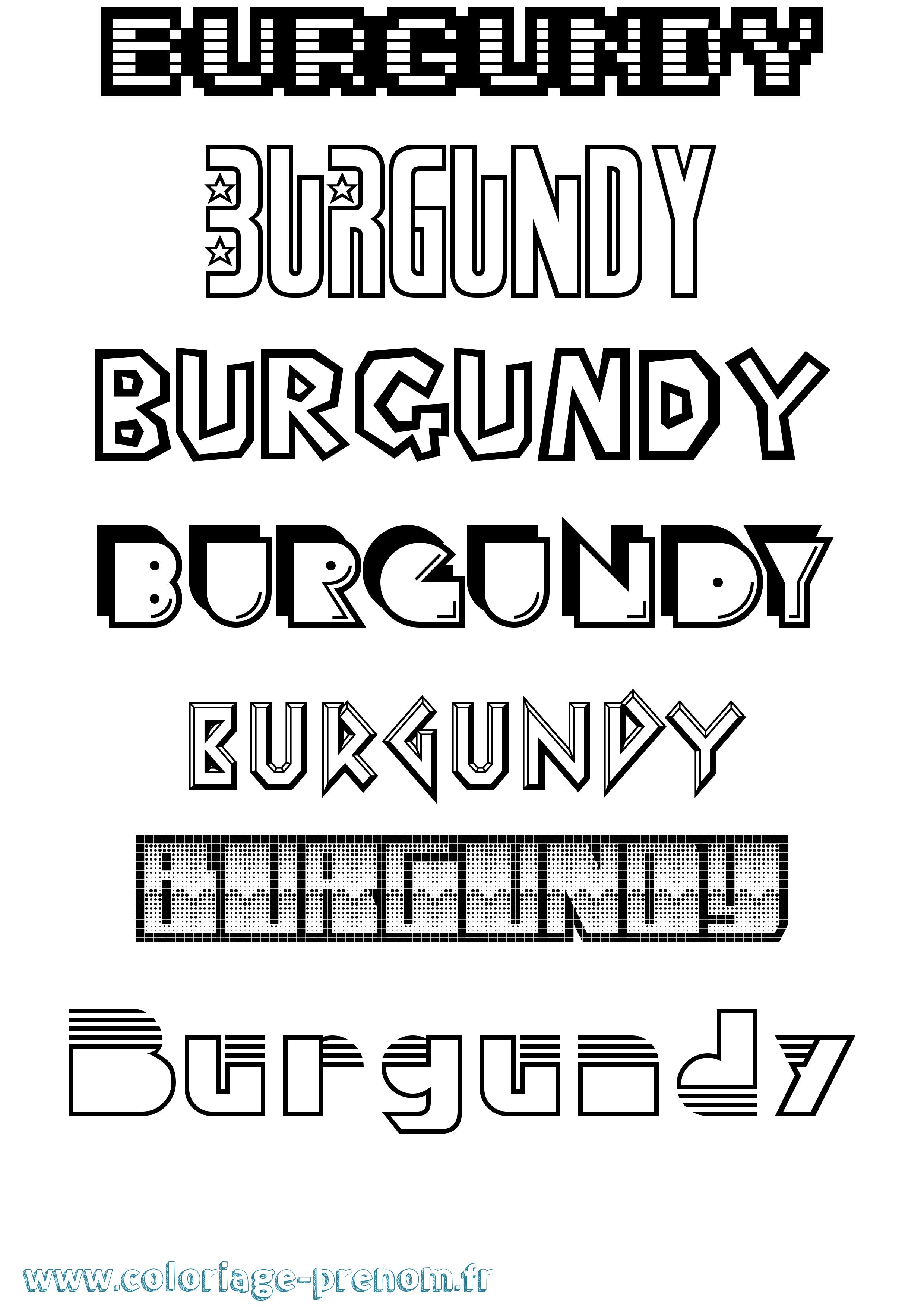 Coloriage Burgundy Jeux Vidéos Coloriage prénom Burgundy Jeux Vidéos