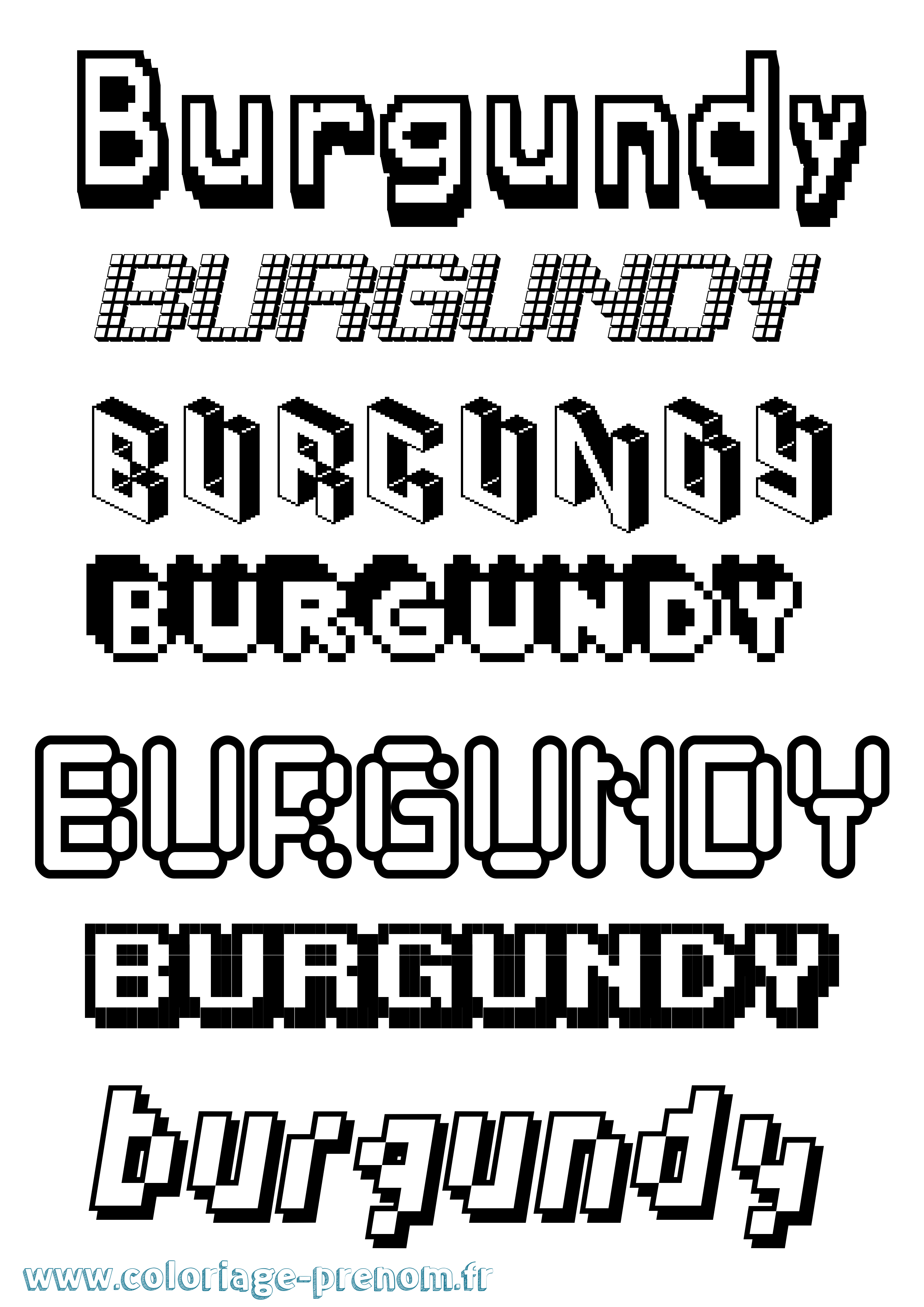 Coloriage Burgundy Pixel Coloriage prénom Burgundy Pixel