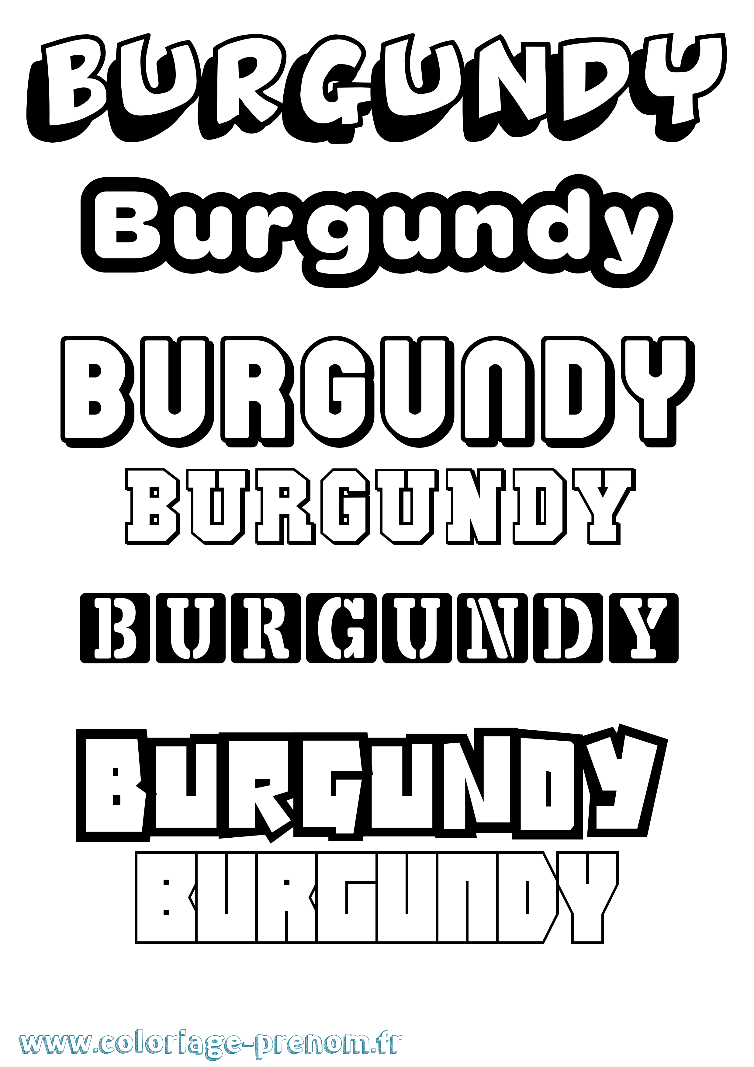Coloriage Burgundy Simple Coloriage prénom Burgundy Simple