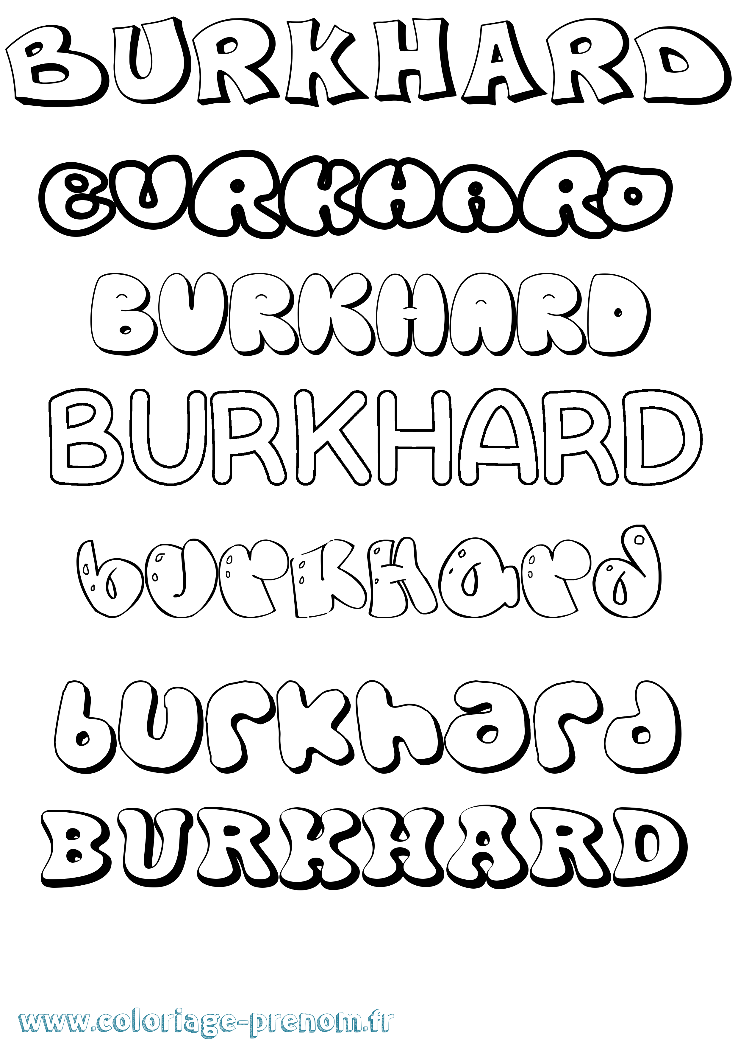 Coloriage Burkhard Bubble Coloriage prénom Burkhard Bubble