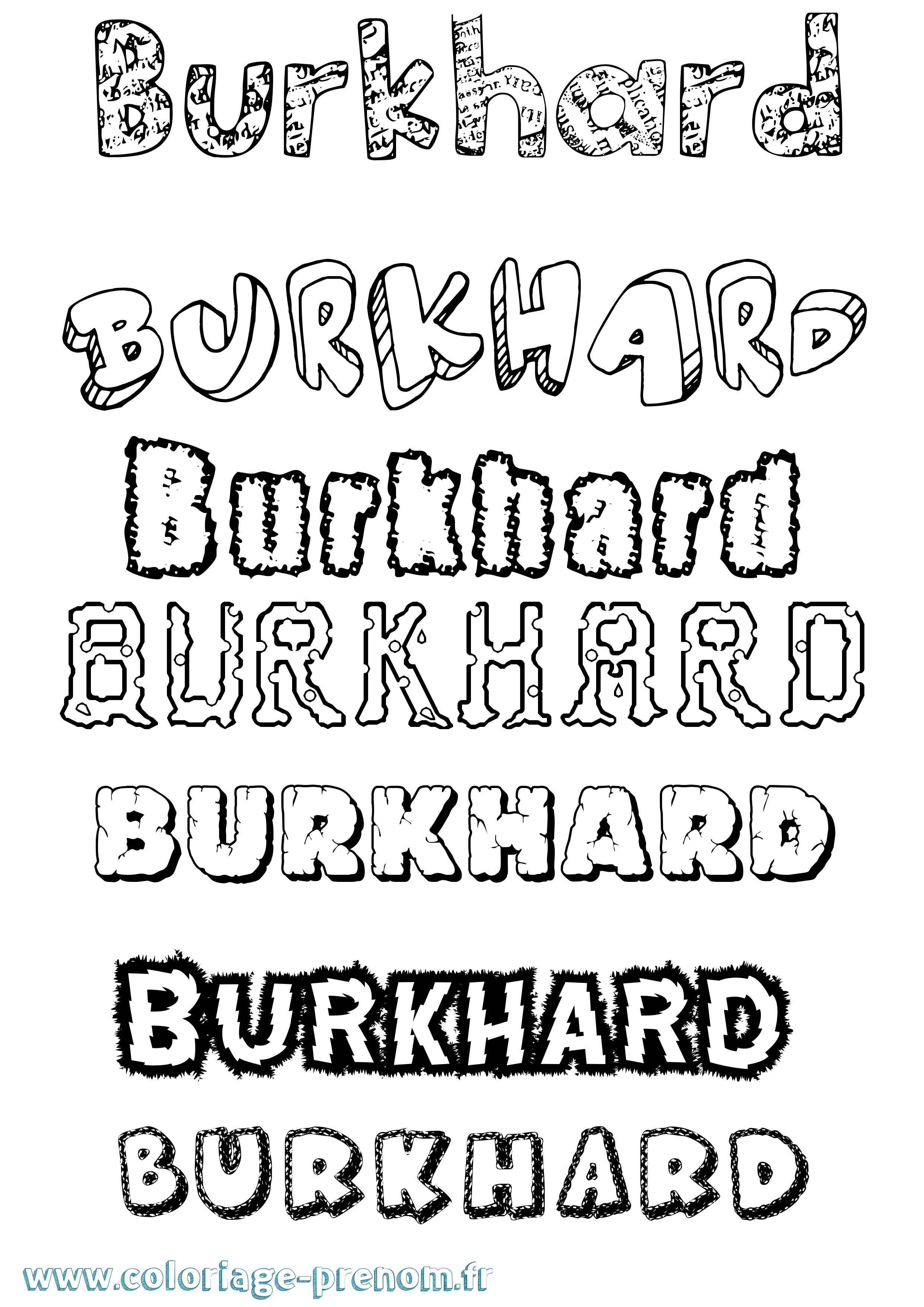 Coloriage Burkhard Destructuré Coloriage prénom Burkhard Destructuré