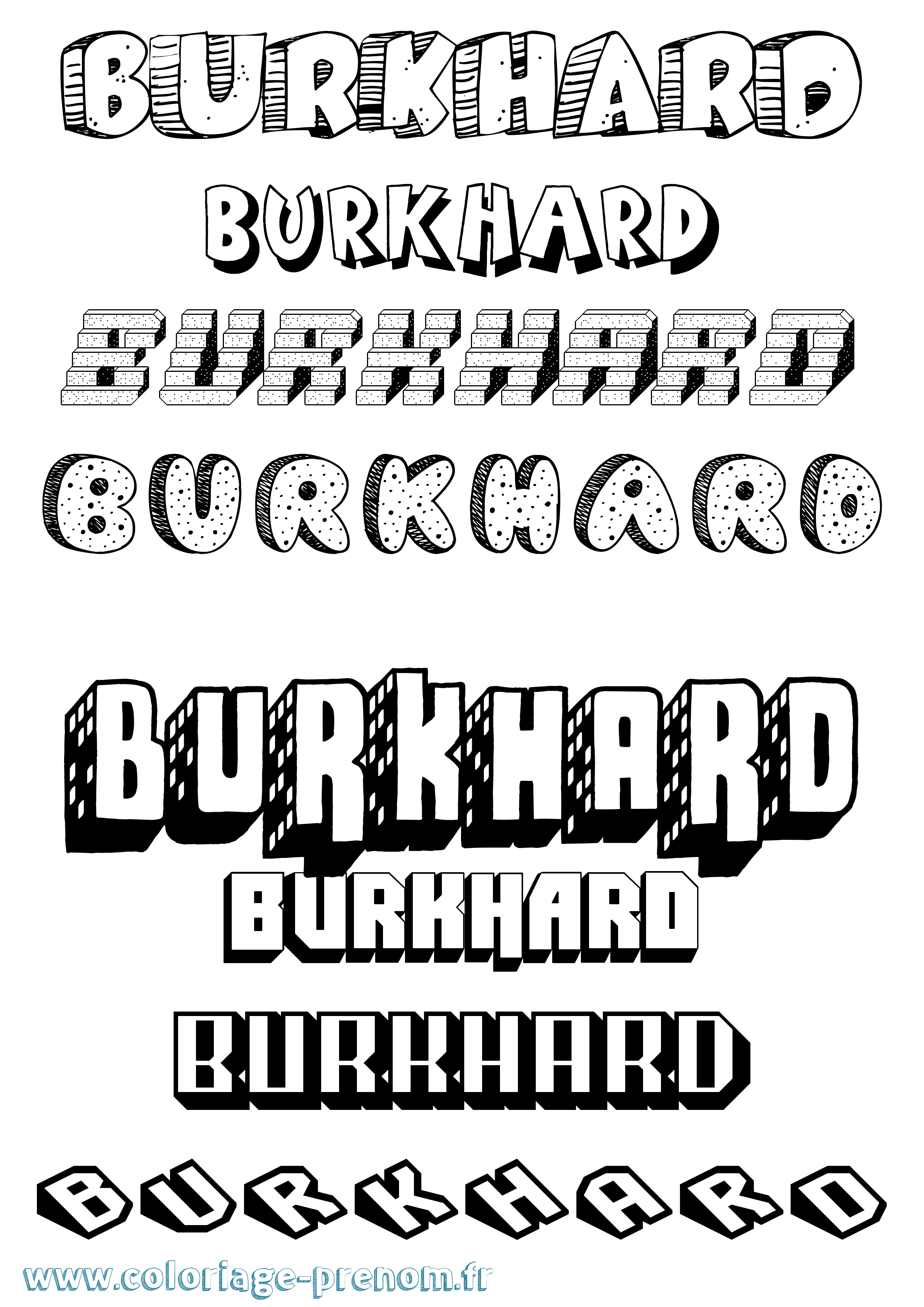 Coloriage Burkhard Effet 3D Coloriage prénom Burkhard Effet 3D