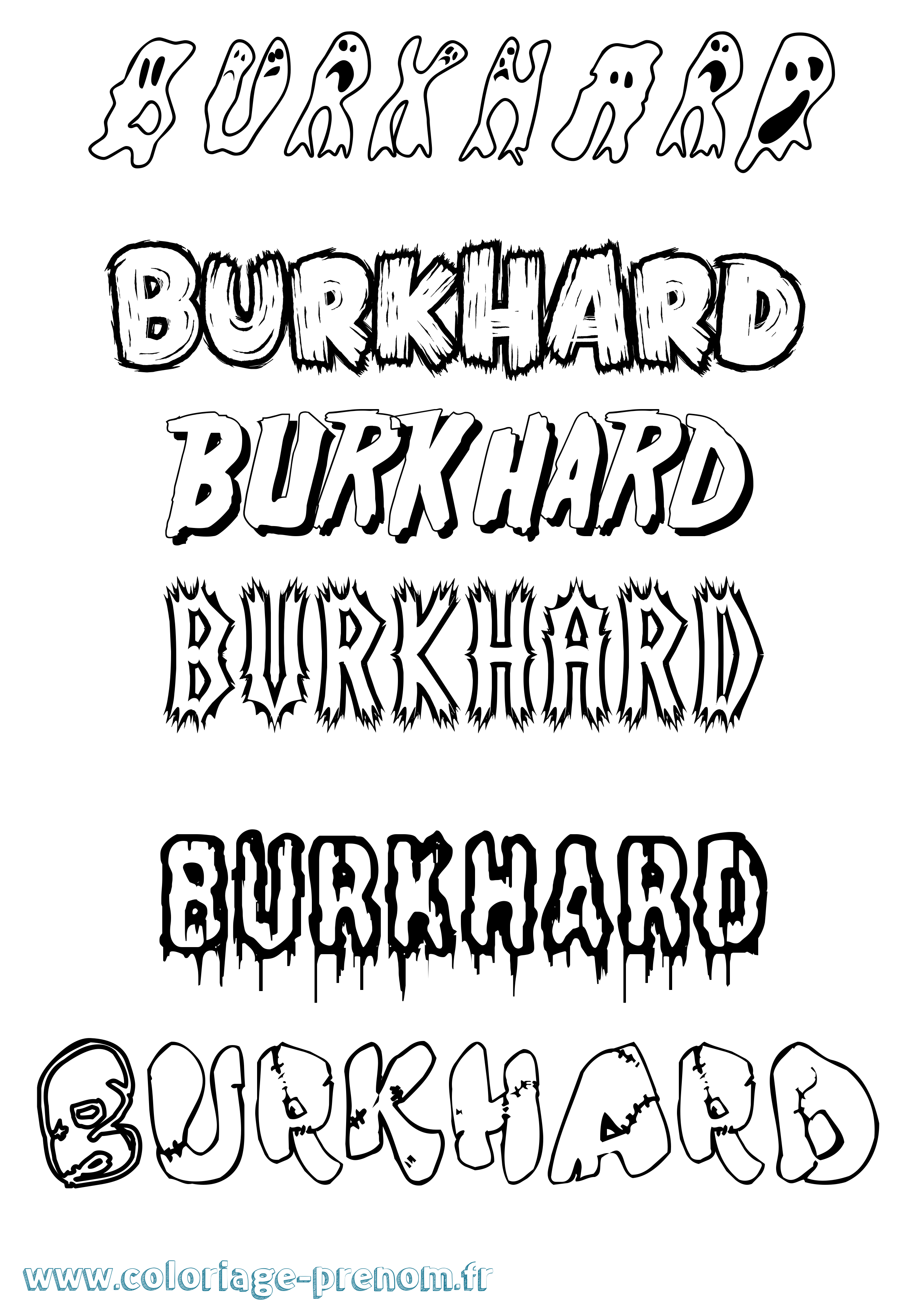 Coloriage Burkhard Frisson Coloriage prénom Burkhard Frisson