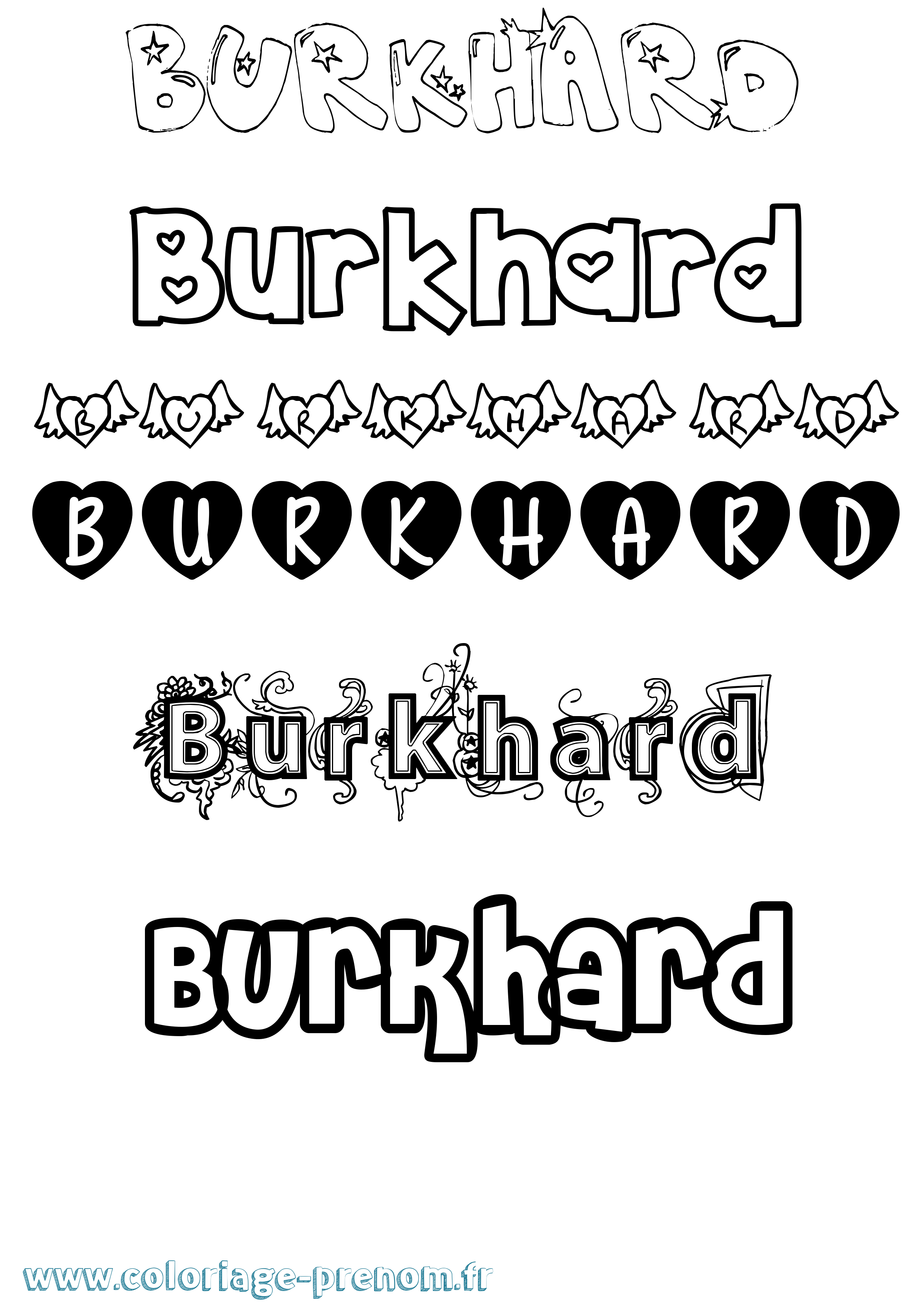 Coloriage Burkhard Girly Coloriage prénom Burkhard Girly