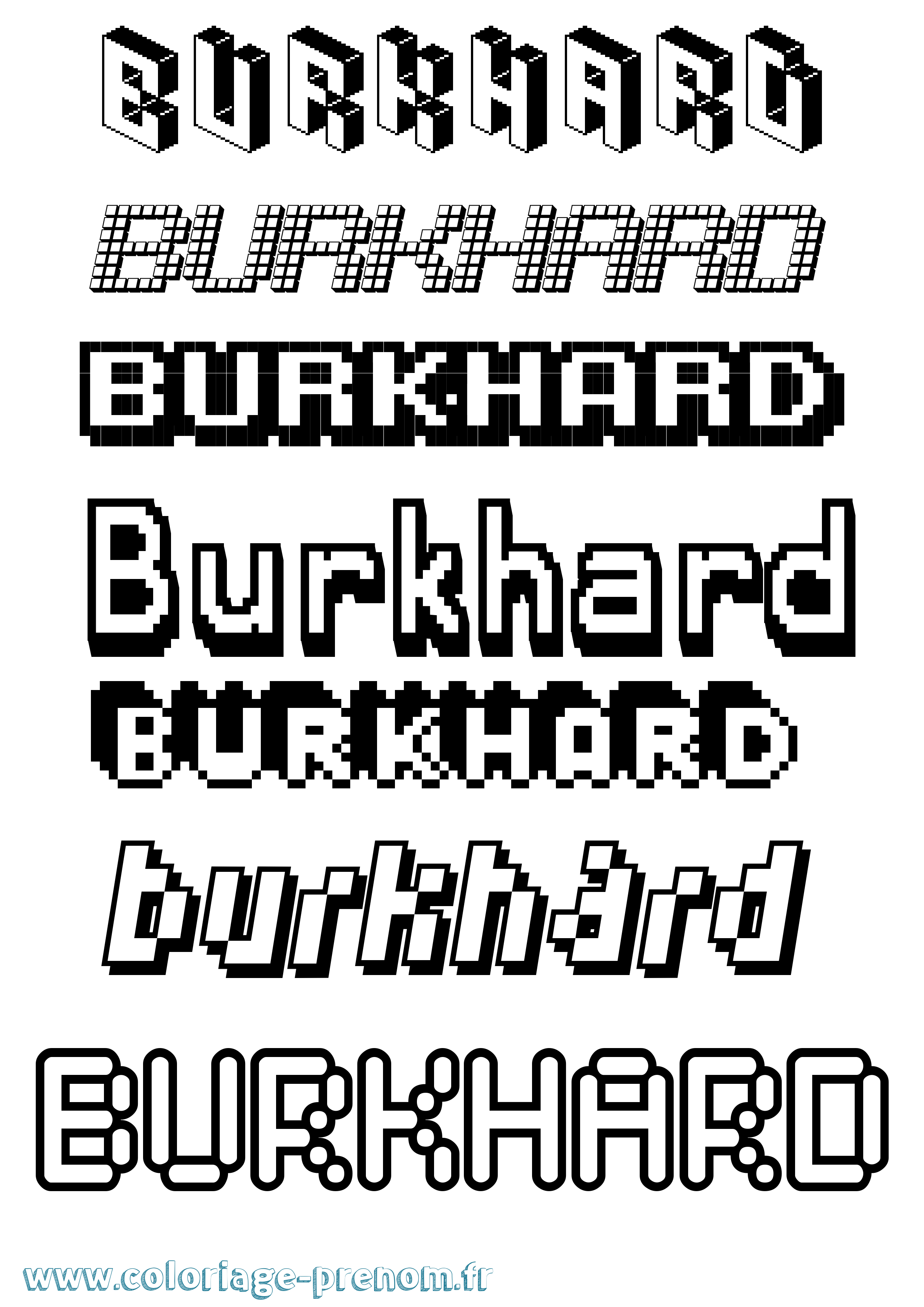 Coloriage Burkhard Pixel Coloriage prénom Burkhard Pixel