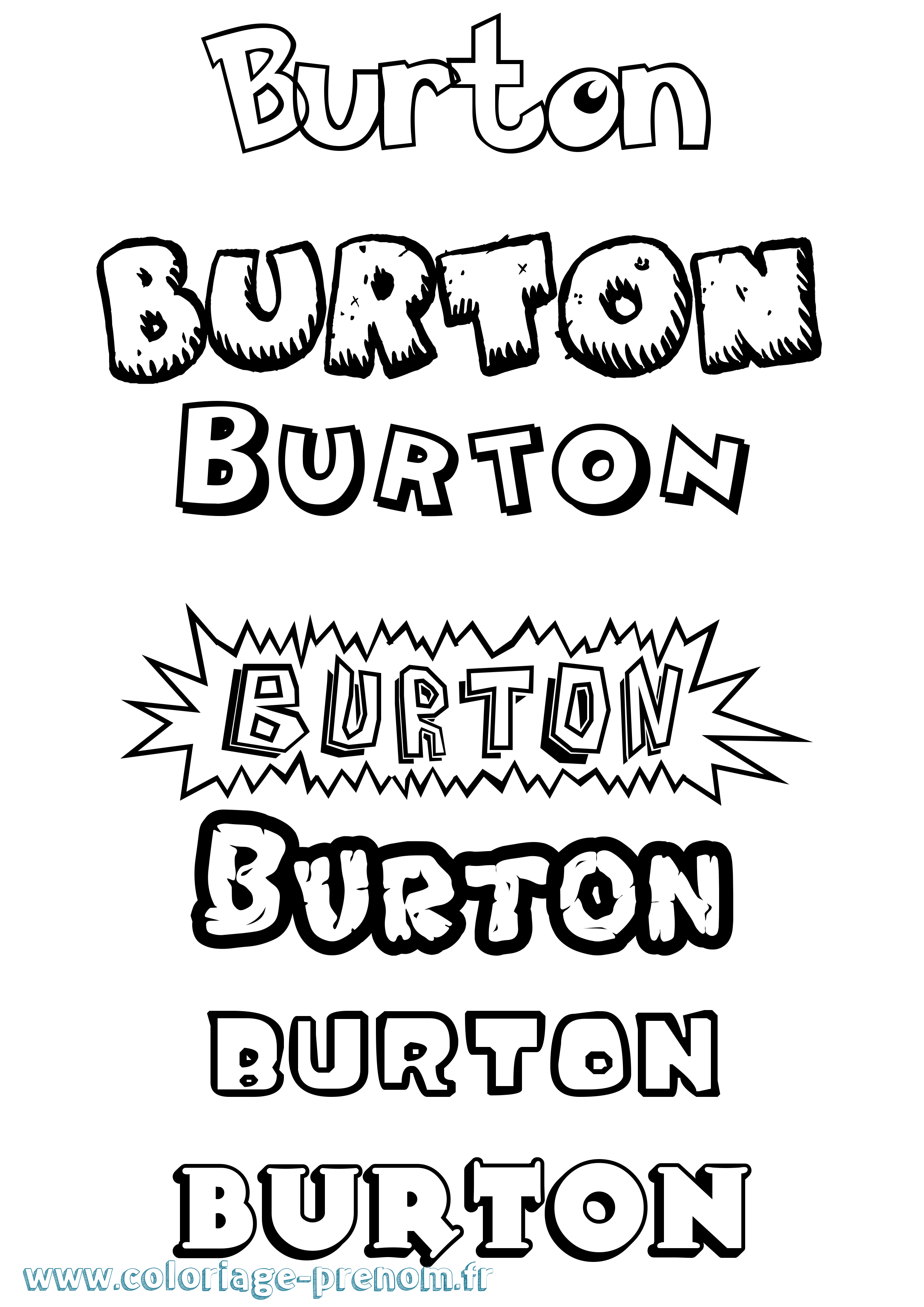 Coloriage Burton Dessin Animé Coloriage prénom Burton Dessin Animé