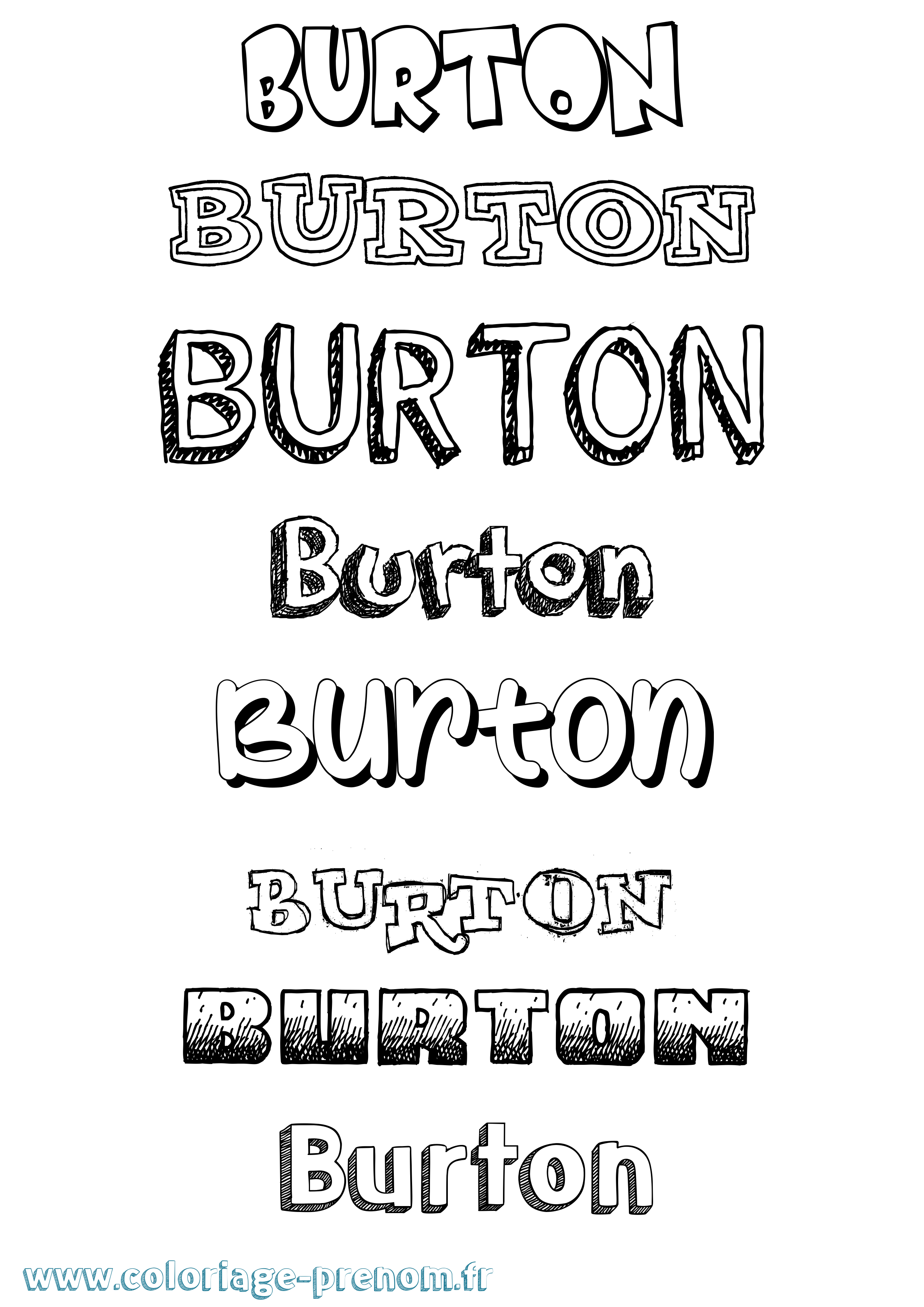 Coloriage Burton Dessiné Coloriage prénom Burton Dessiné