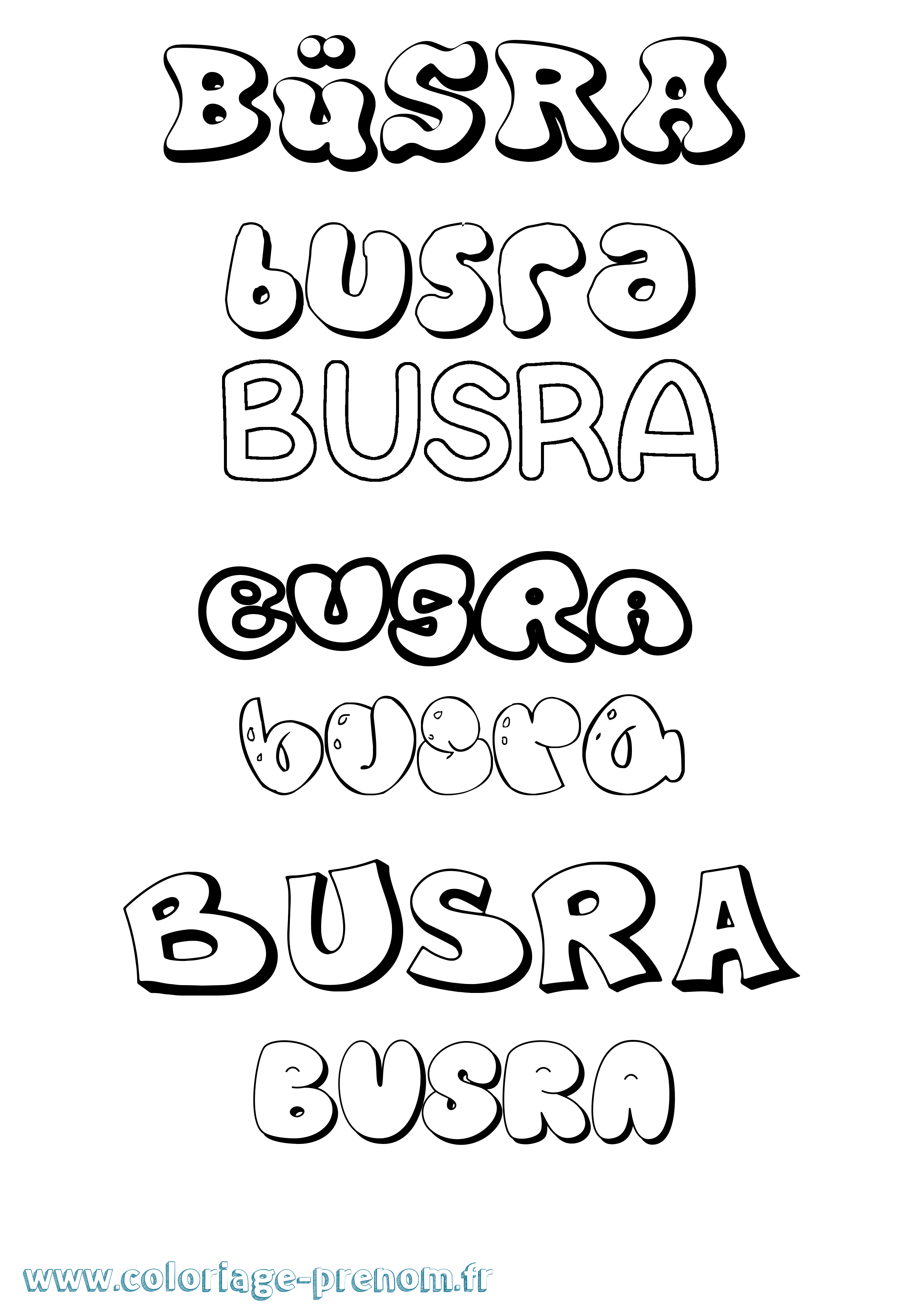 Coloriage Büsra Bubble Coloriage prénom Büsra Bubble