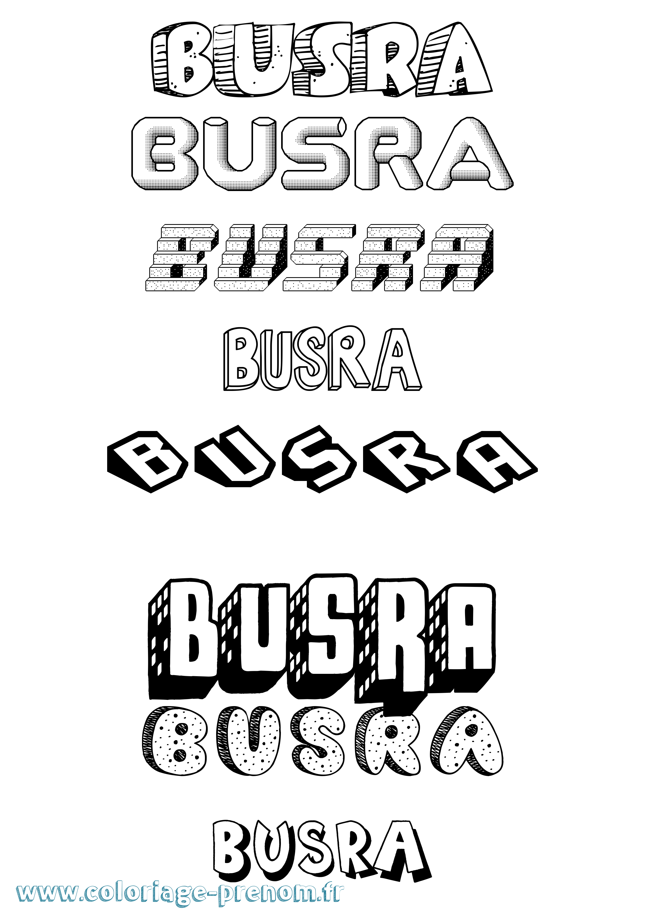 Coloriage Büsra Effet 3D Coloriage prénom Büsra Effet 3D