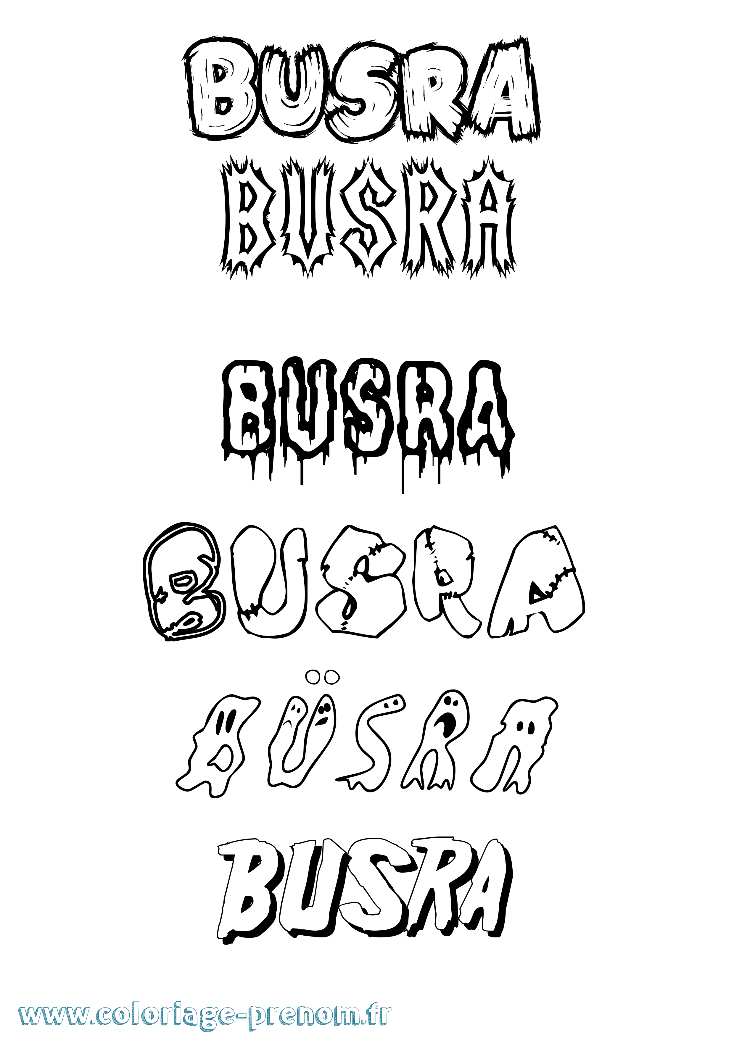 Coloriage Büsra Frisson Coloriage prénom Büsra Frisson