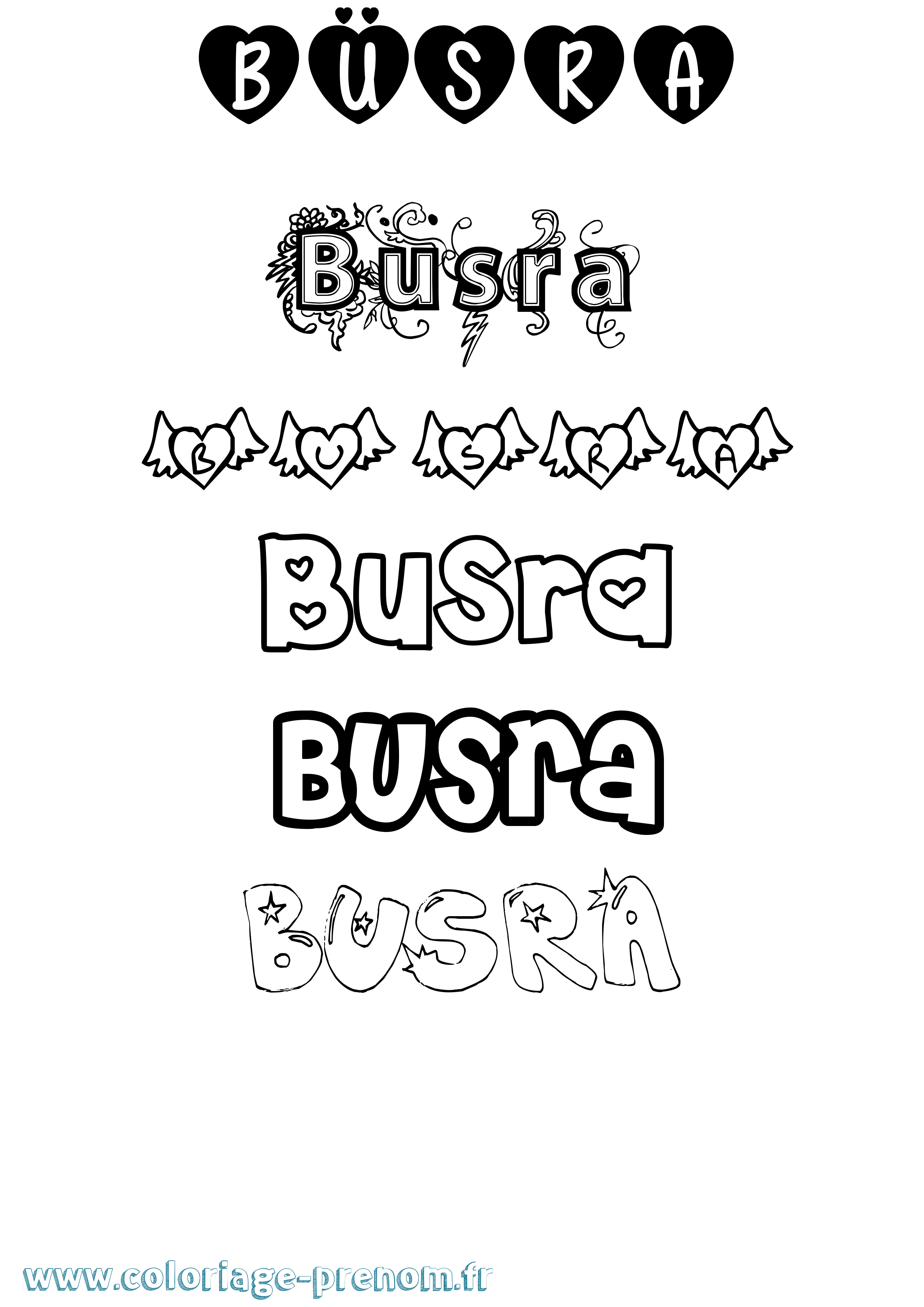 Coloriage Büsra Girly Coloriage prénom Büsra Girly