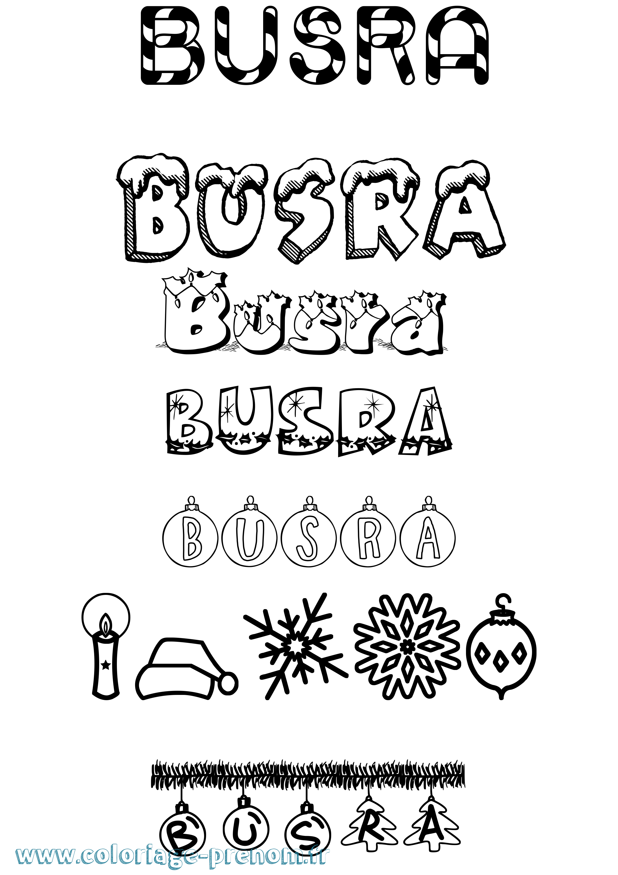Coloriage Büsra Noël Coloriage prénom Büsra Noël