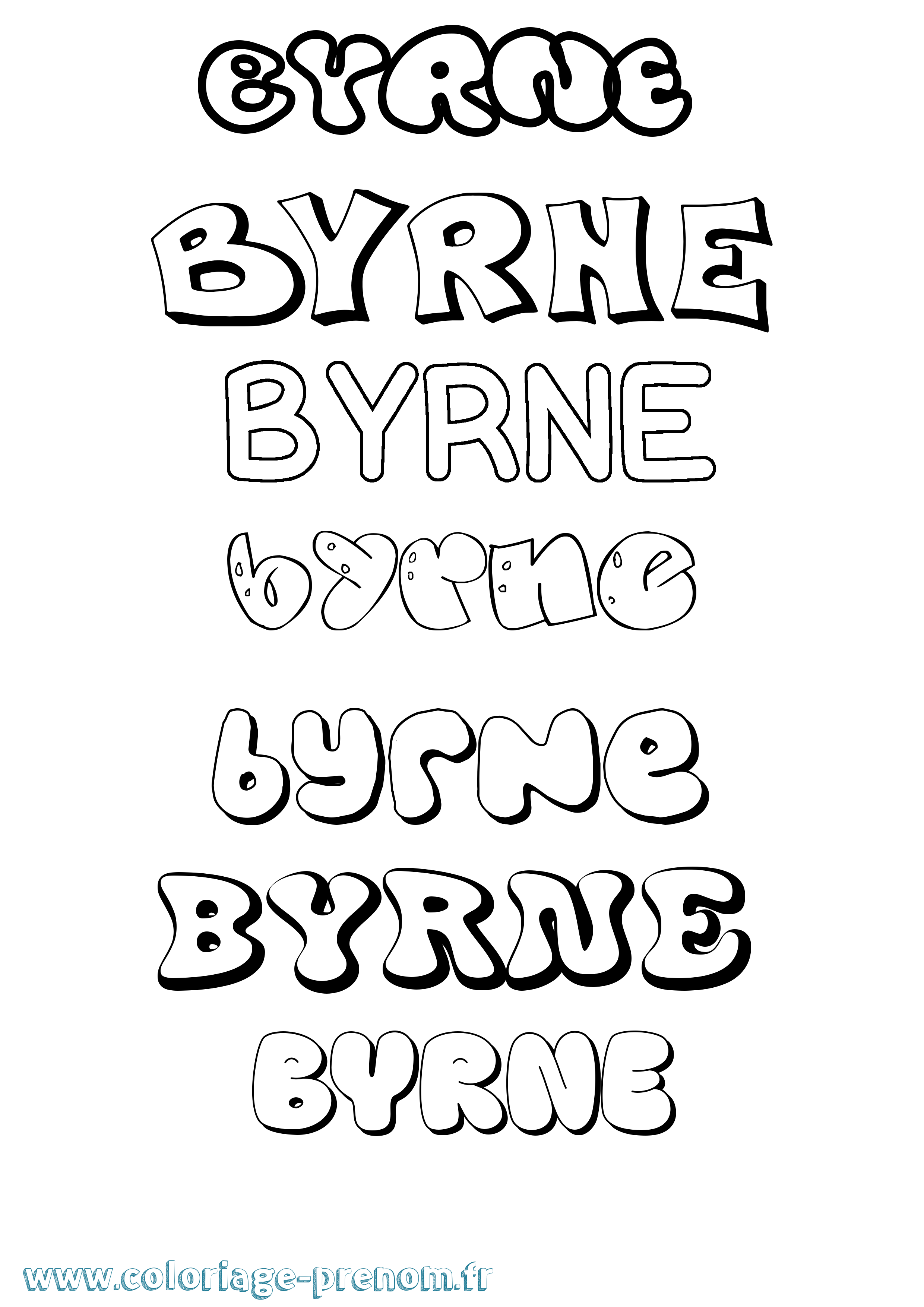 Coloriage Byrne Bubble Coloriage prénom Byrne Bubble
