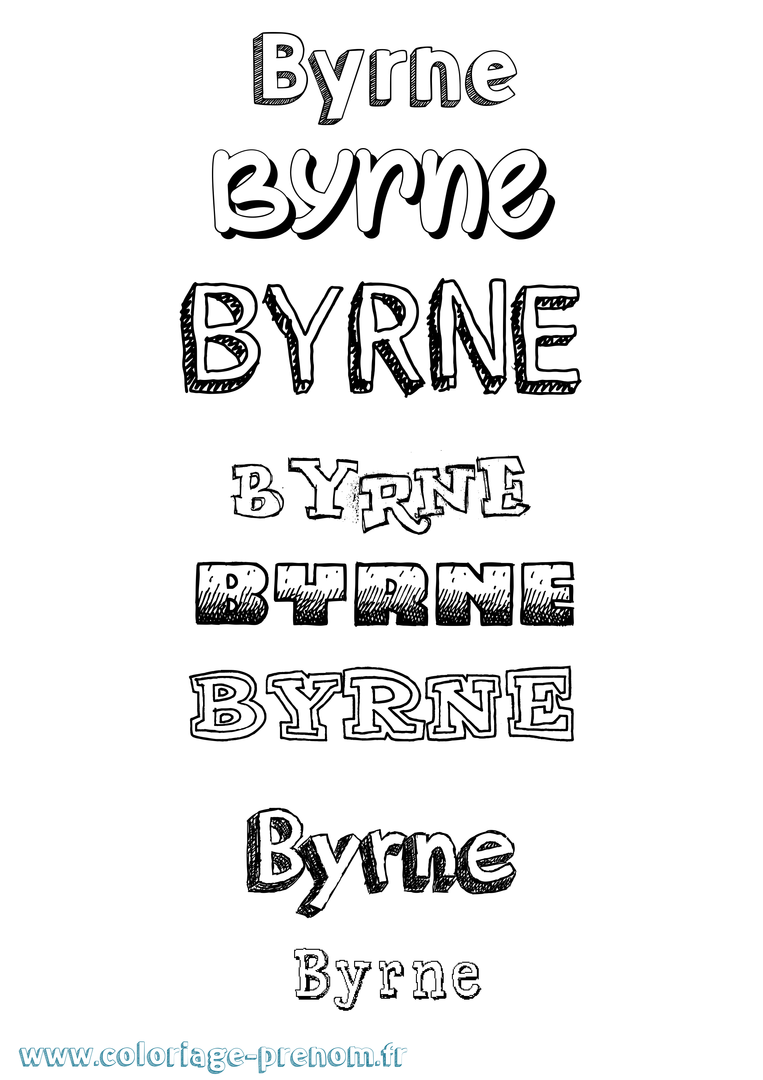 Coloriage Byrne Dessiné Coloriage prénom Byrne Dessiné