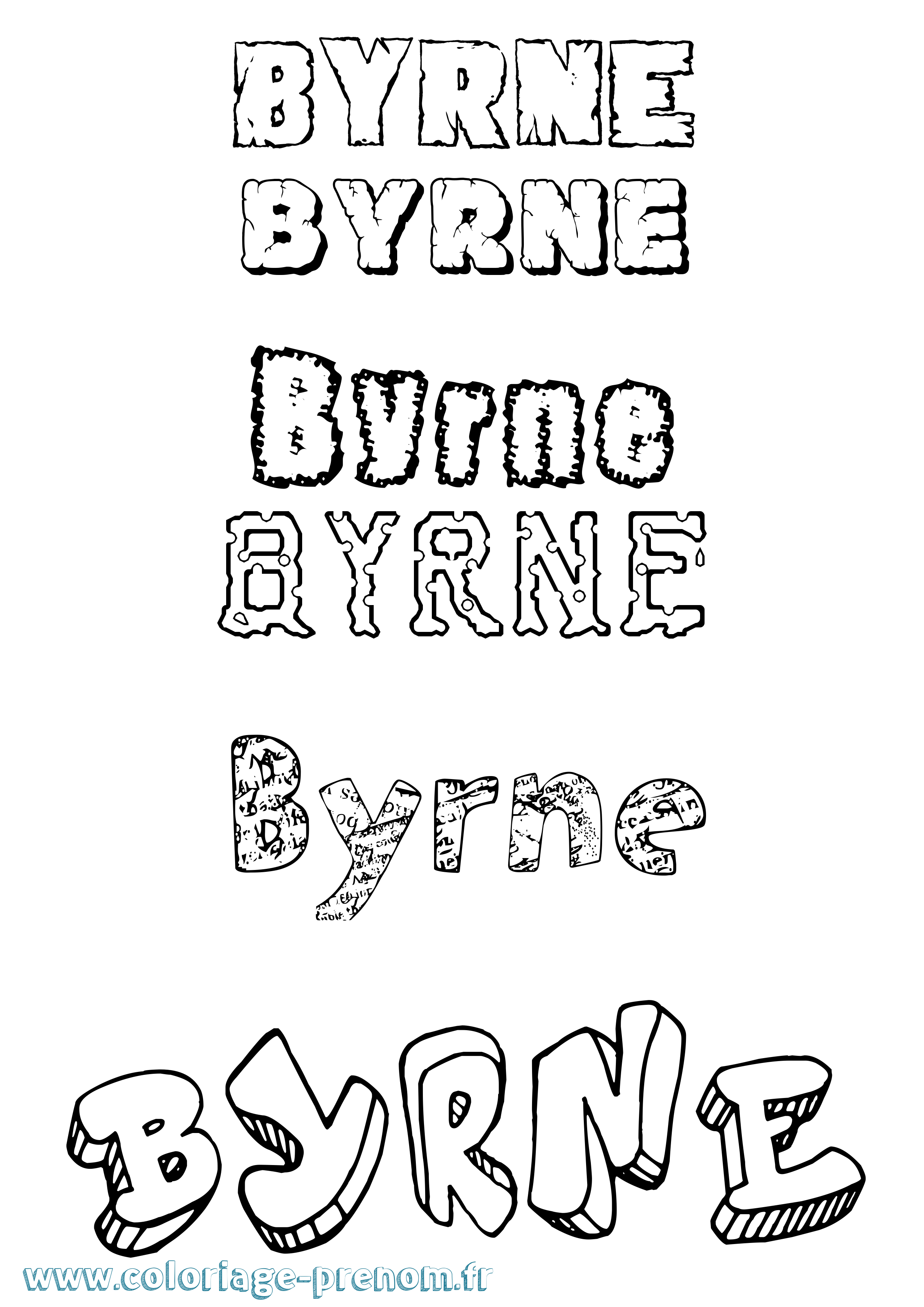 Coloriage Byrne Destructuré Coloriage prénom Byrne Destructuré