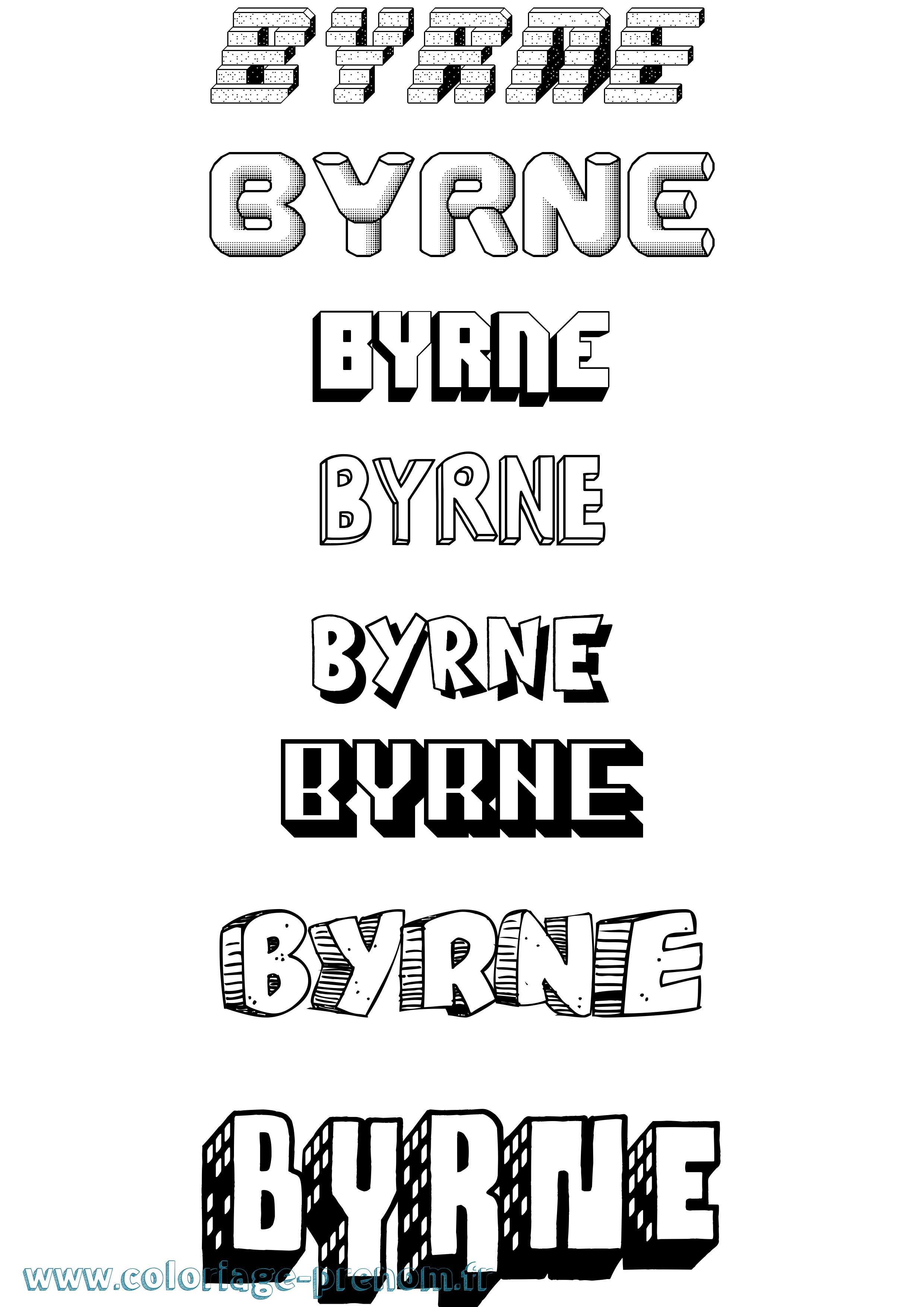 Coloriage Byrne Effet 3D Coloriage prénom Byrne Effet 3D