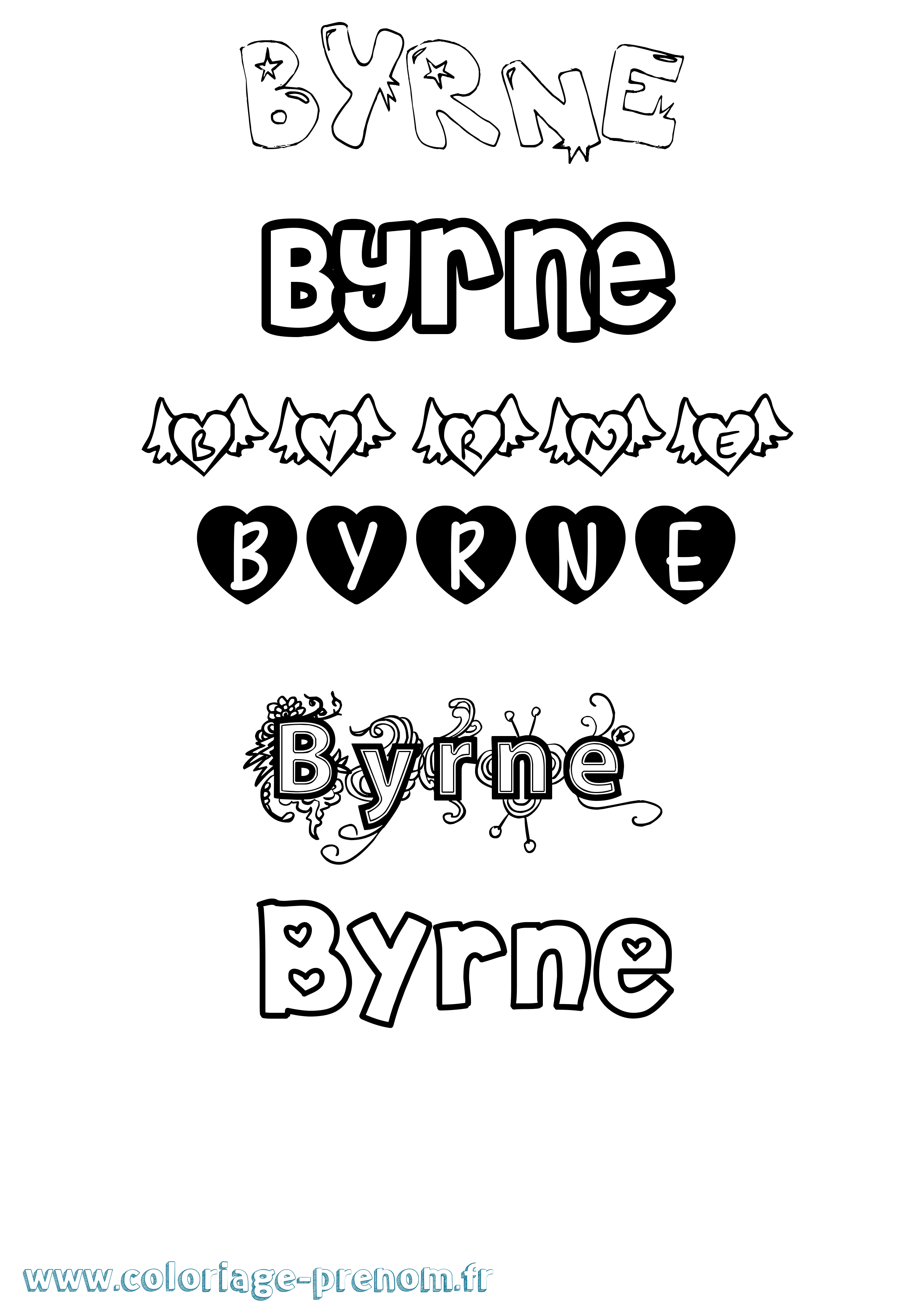 Coloriage Byrne Girly Coloriage prénom Byrne Girly