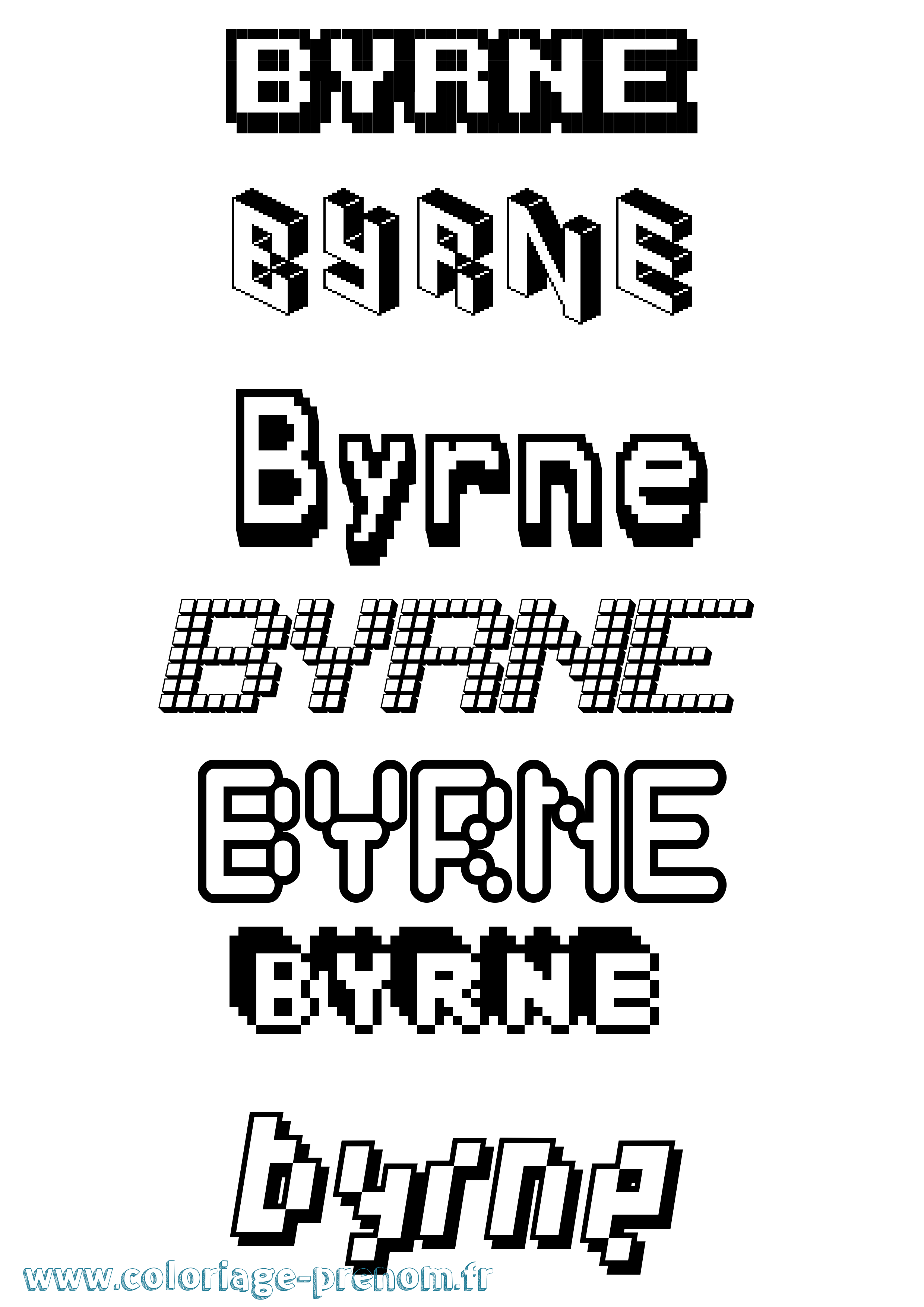 Coloriage Byrne Pixel Coloriage prénom Byrne Pixel