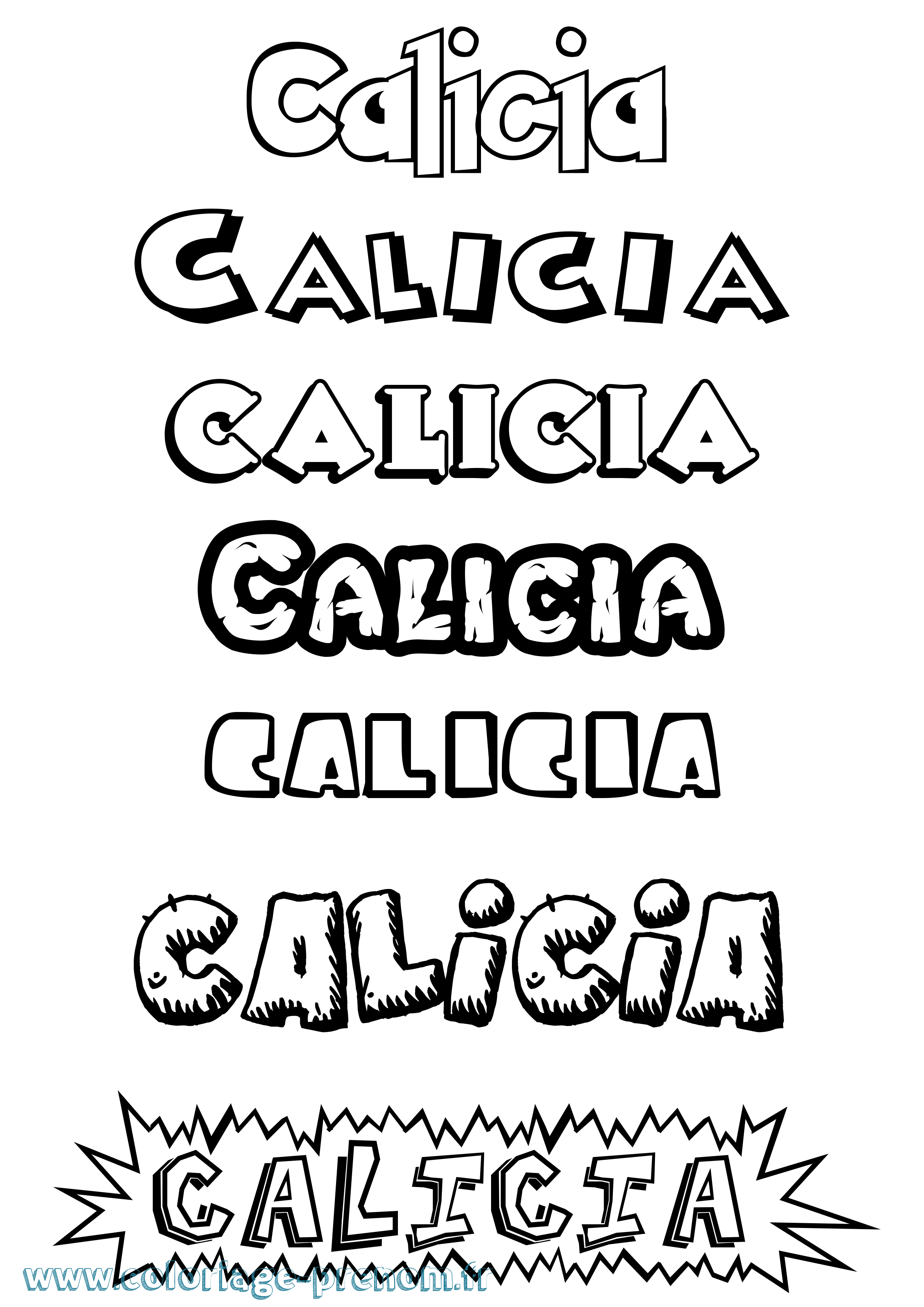 Coloriage Calicia Dessin Animé Coloriage prénom Calicia Dessin Animé