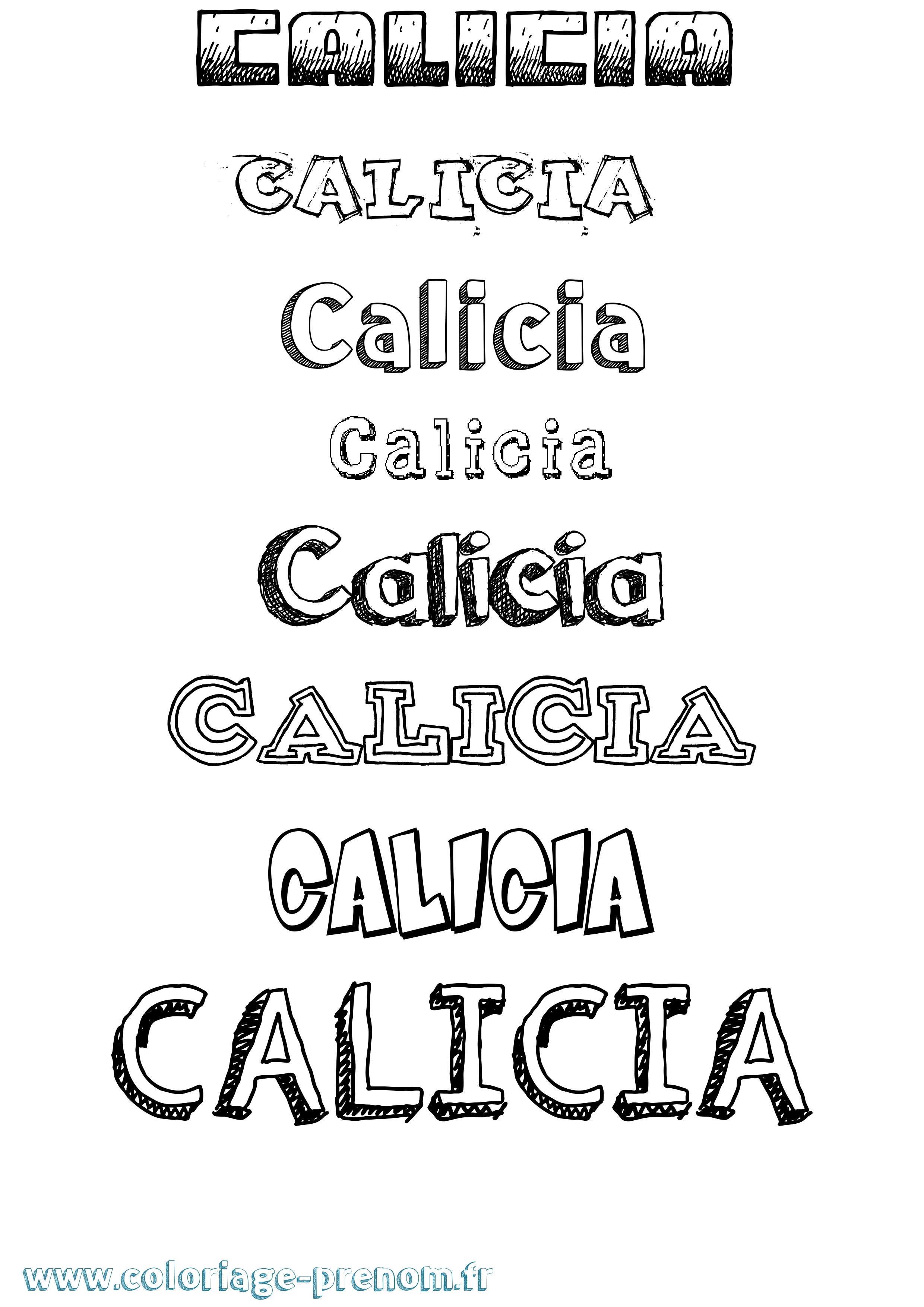 Coloriage Calicia Dessiné Coloriage prénom Calicia Dessiné