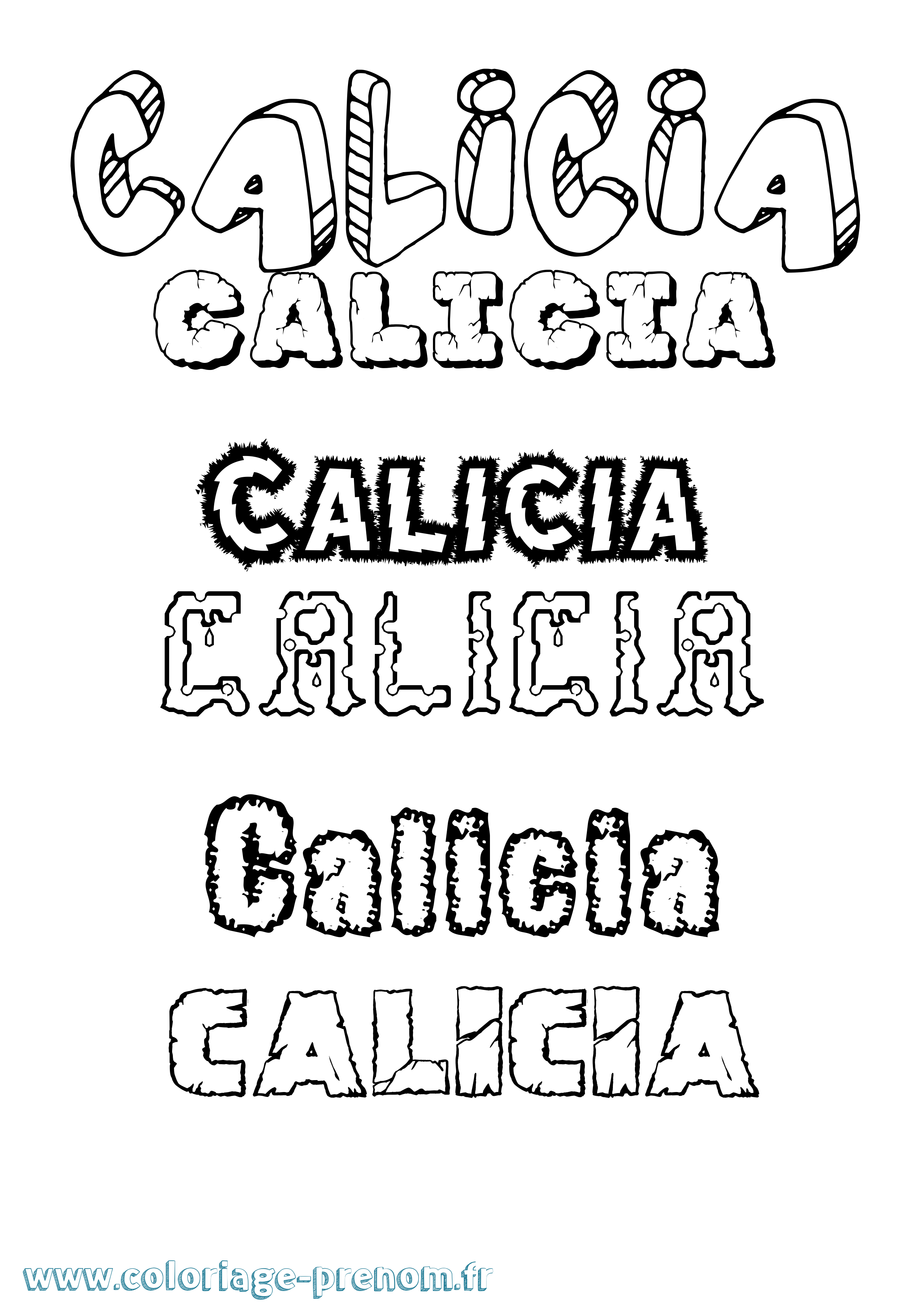 Coloriage Calicia Destructuré Coloriage prénom Calicia Destructuré