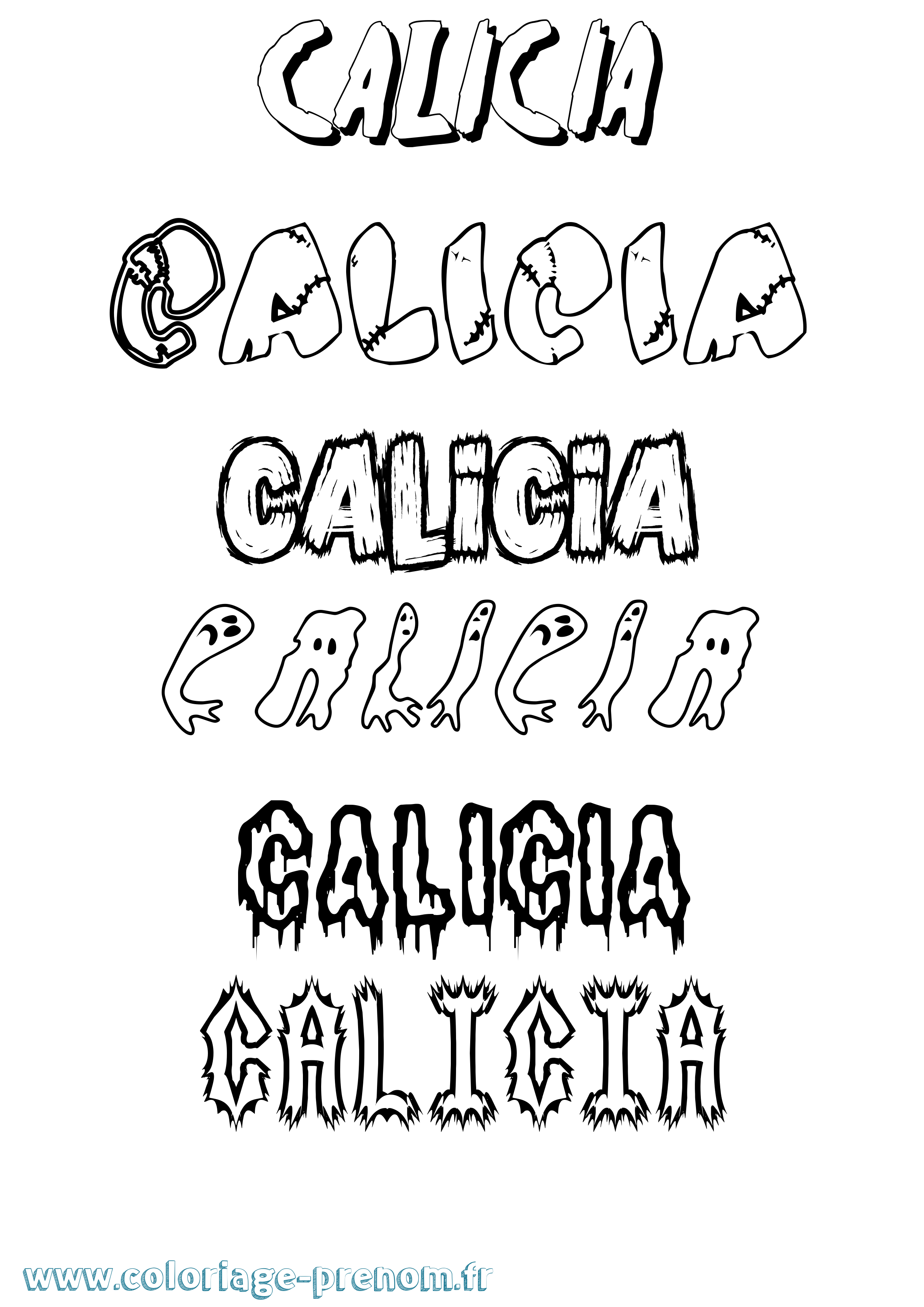 Coloriage Calicia Frisson Coloriage prénom Calicia Frisson