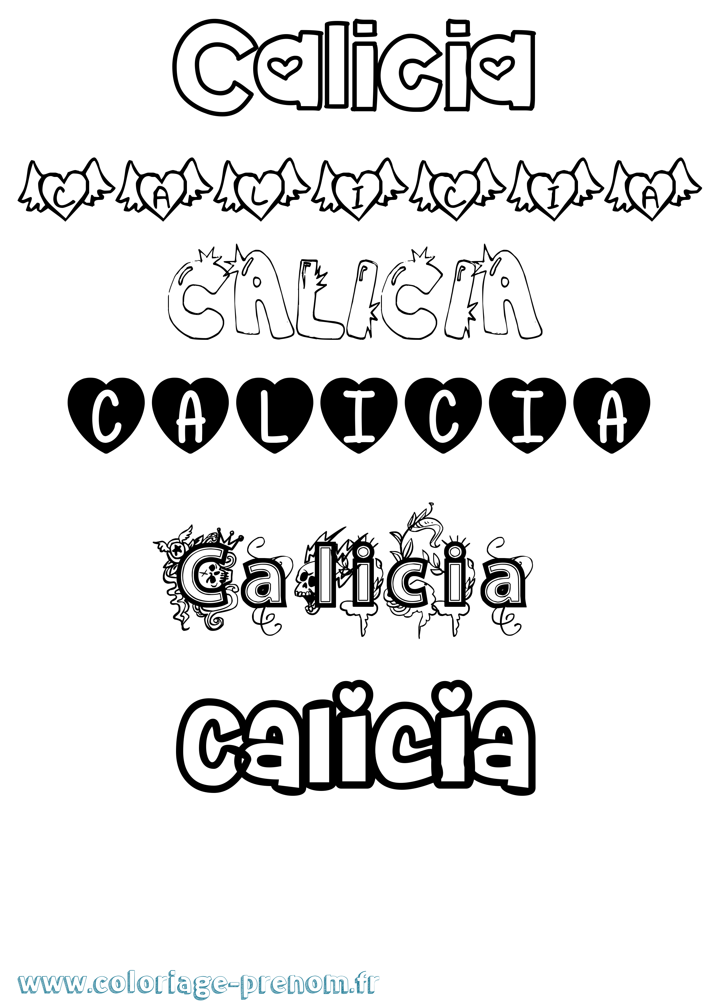 Coloriage Calicia Girly Coloriage prénom Calicia Girly