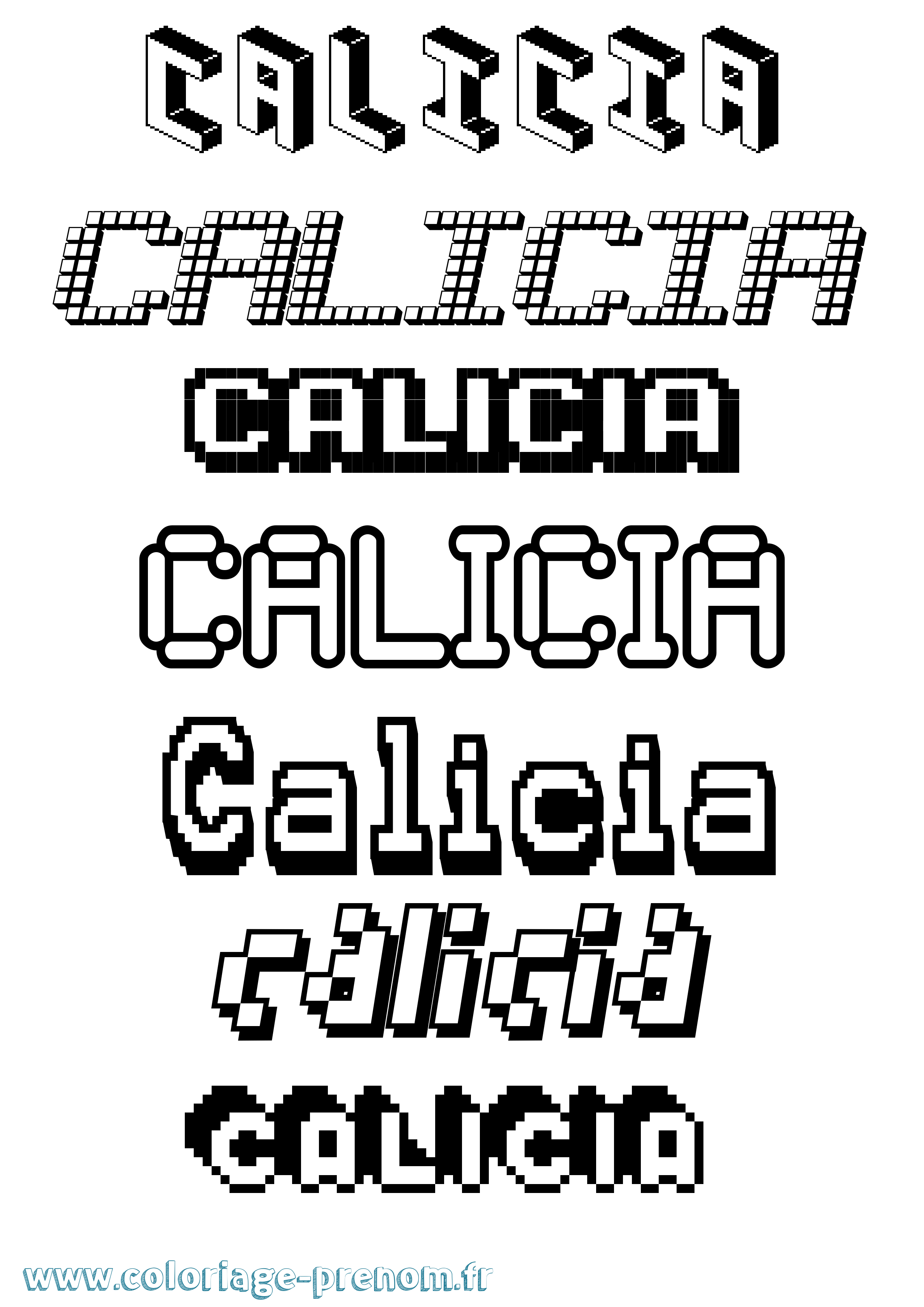 Coloriage Calicia Pixel Coloriage prénom Calicia Pixel