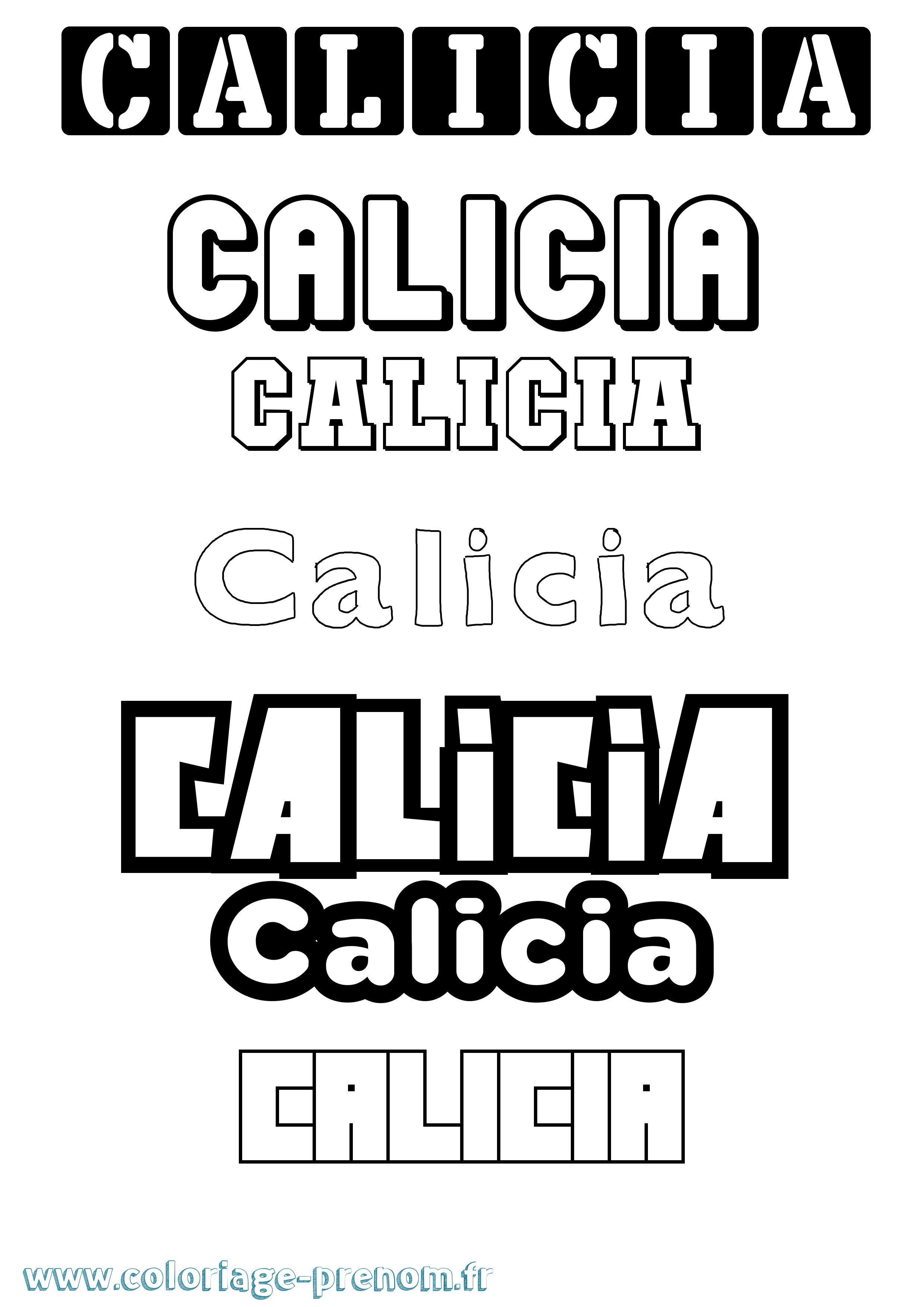 Coloriage Calicia Simple Coloriage prénom Calicia Simple