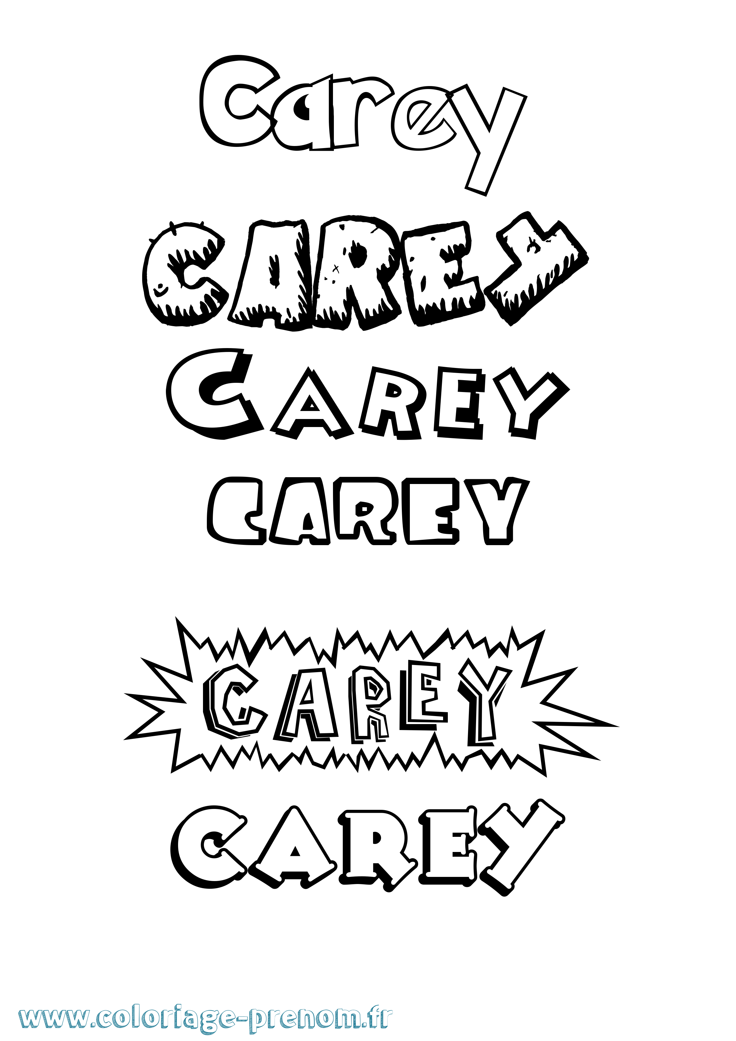 Coloriage Carey Dessin Animé Coloriage prénom Carey Dessin Animé