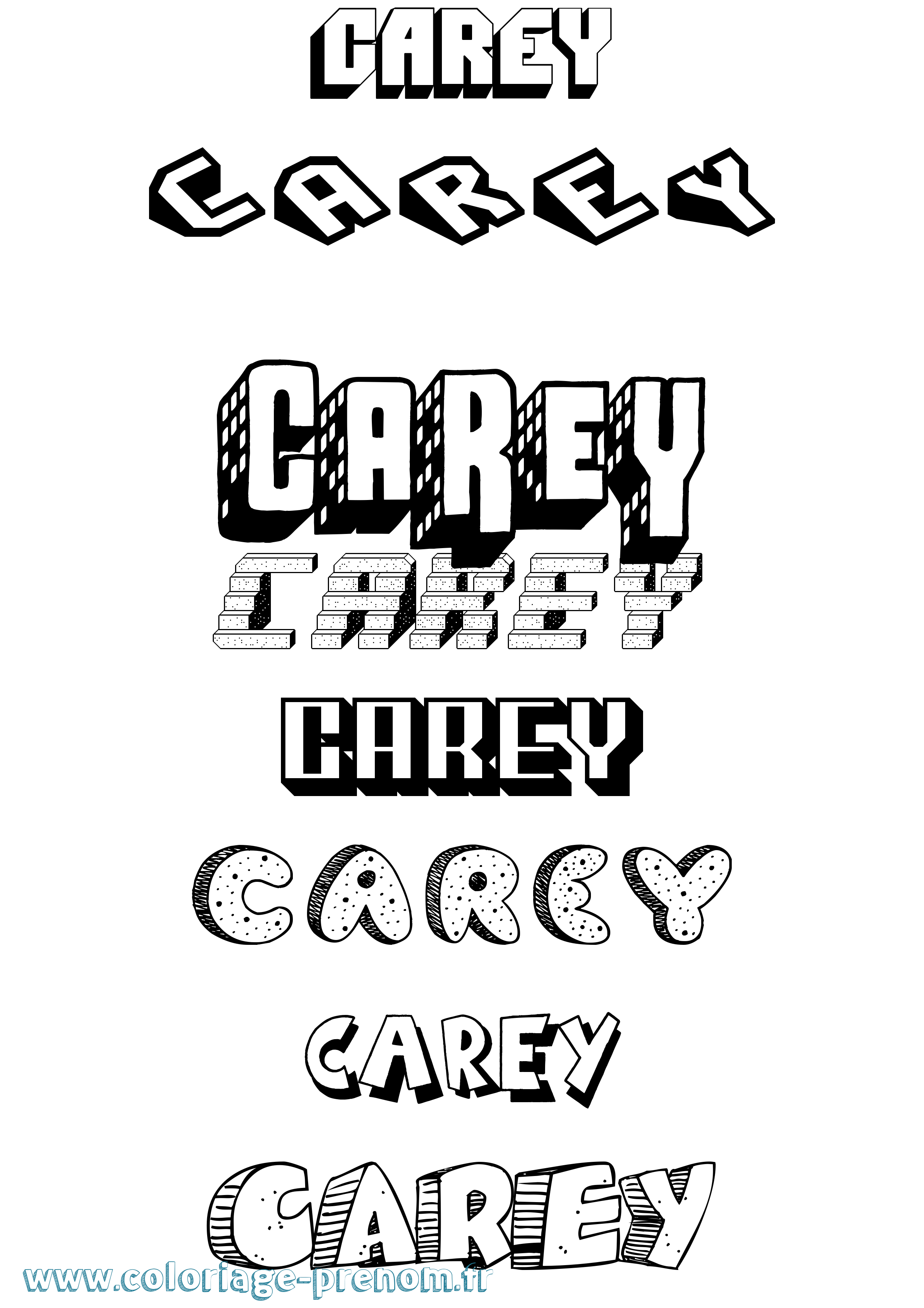 Coloriage Carey Effet 3D Coloriage prénom Carey Effet 3D