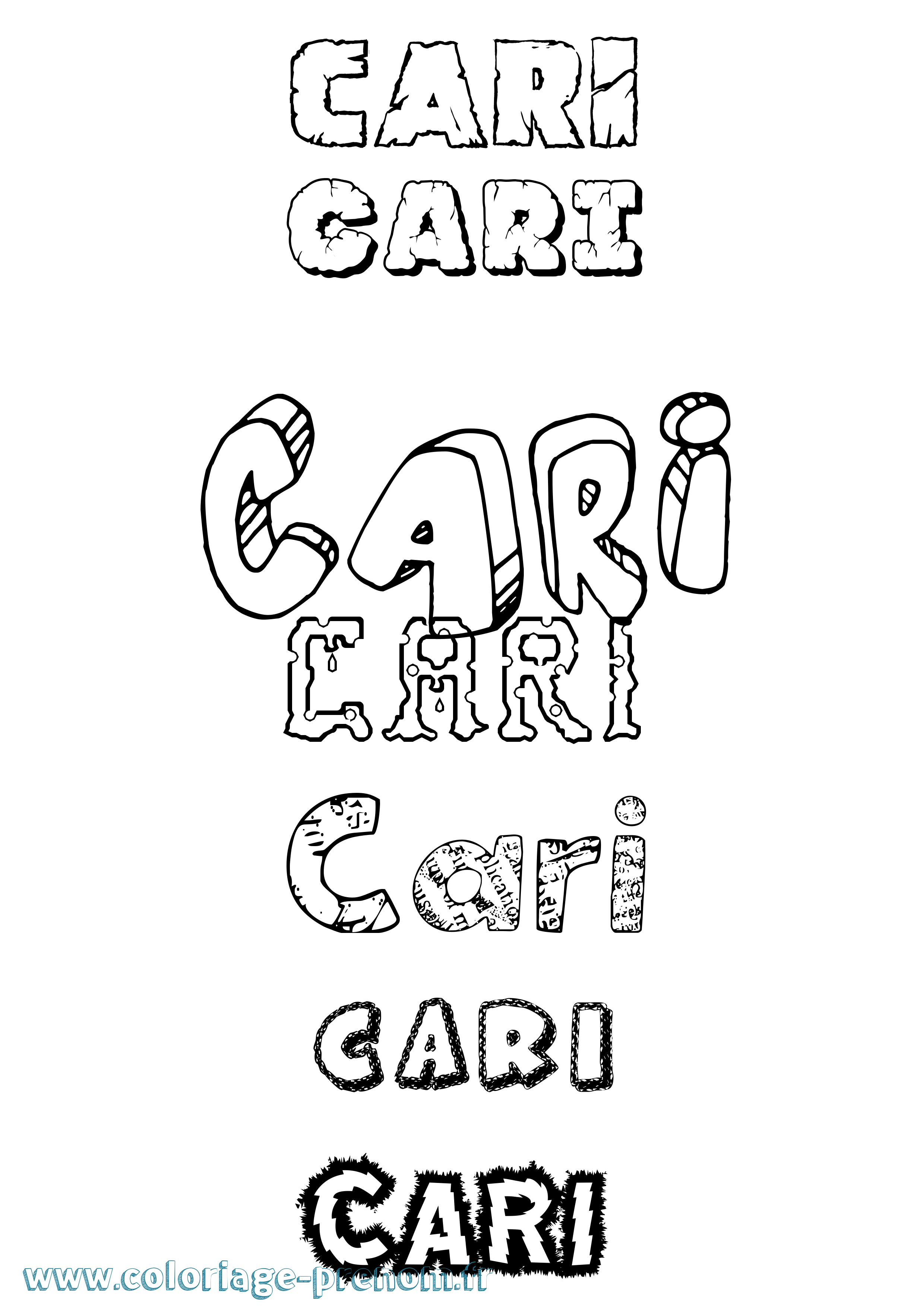Coloriage Cari Destructuré Coloriage prénom Cari Destructuré