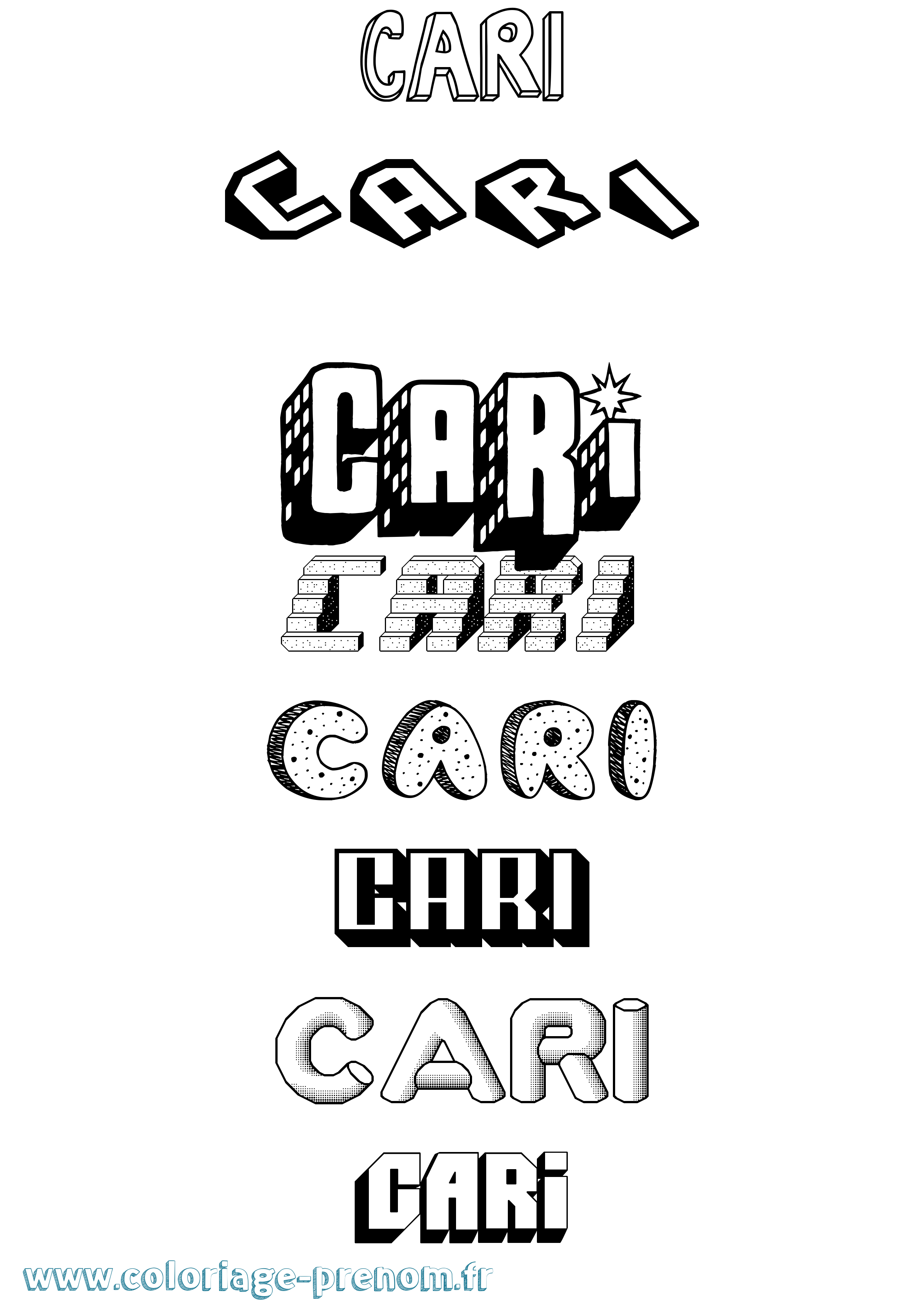Coloriage Cari Effet 3D Coloriage prénom Cari Effet 3D